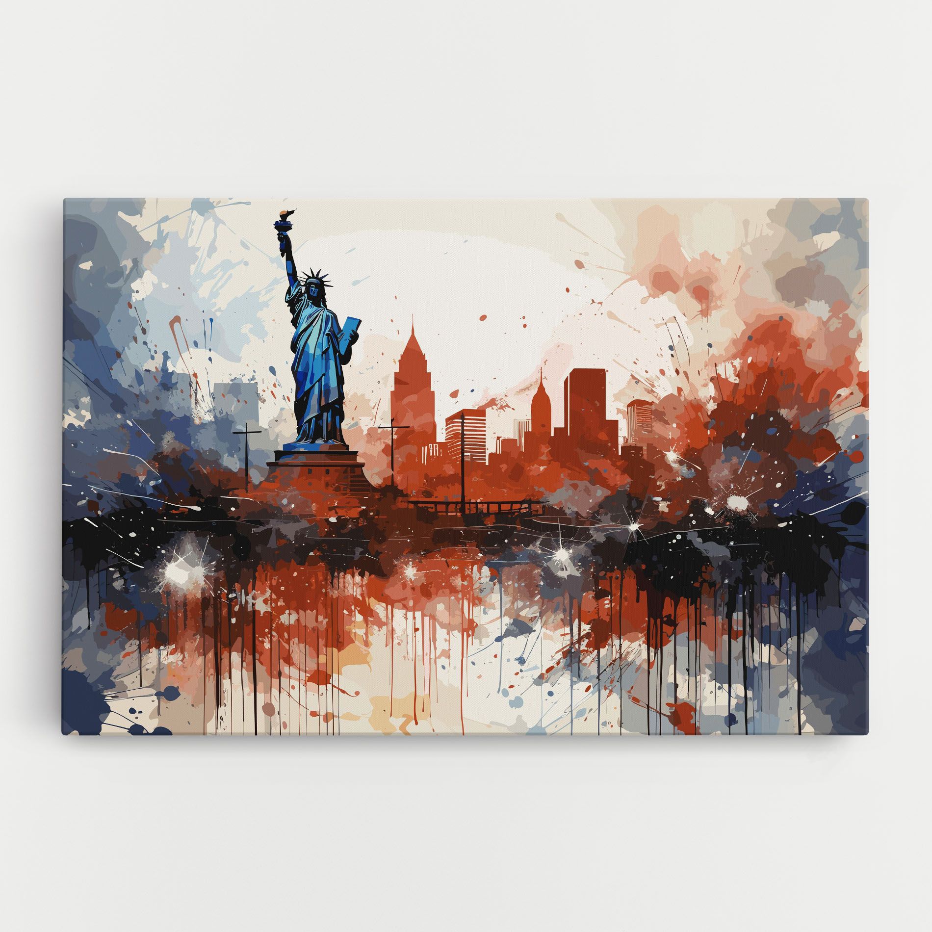 Red Blue Liberty Statue mockup 0