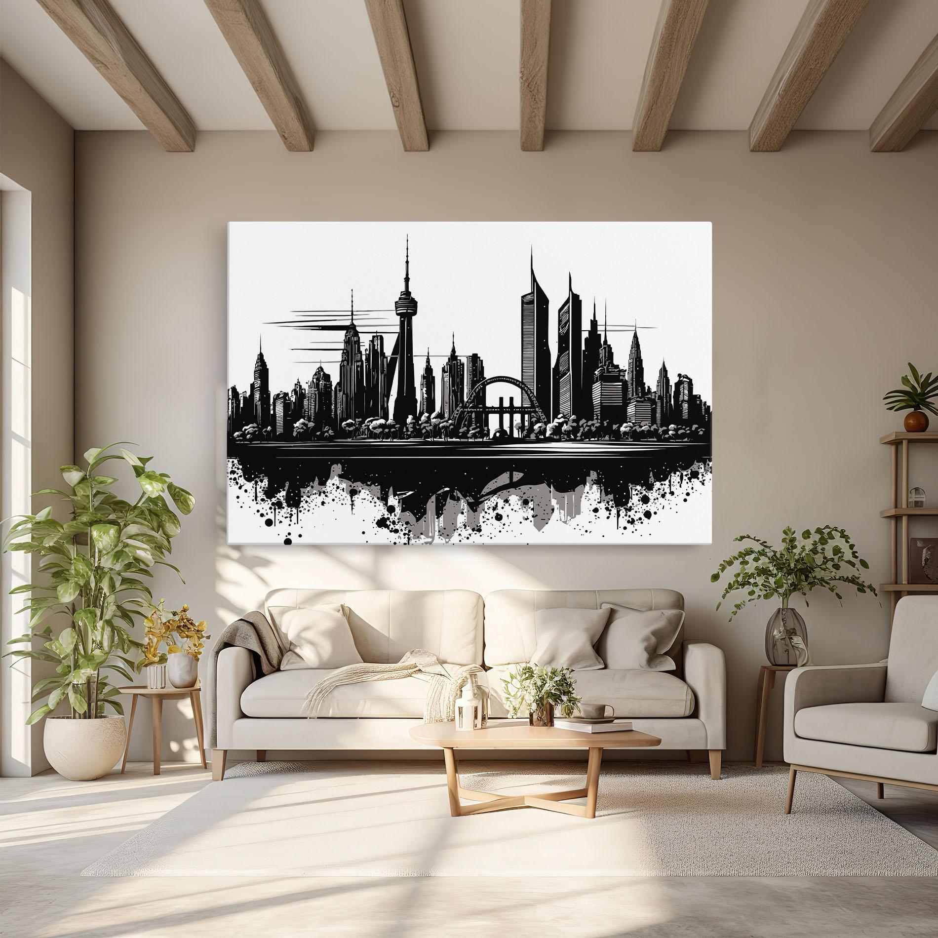 Картина на платно Black Ink City mockup 6