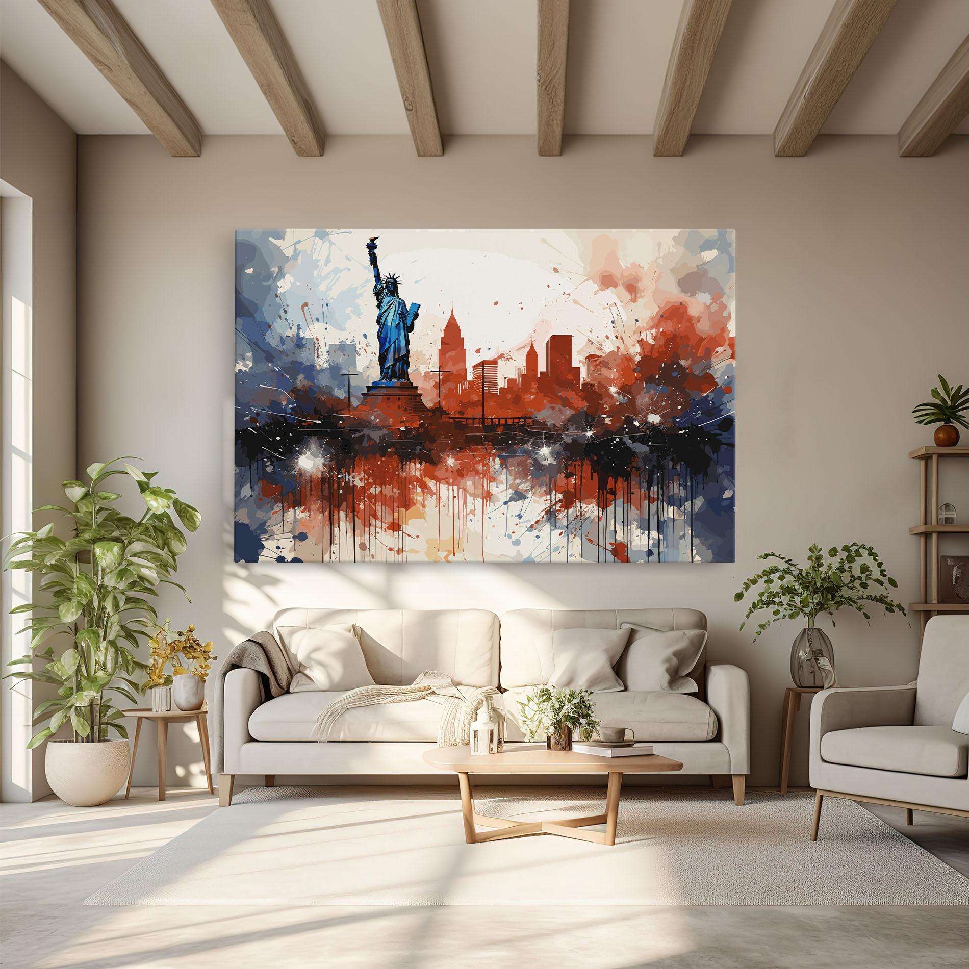 Картина на платно Red Blue Liberty Statue mockup 6