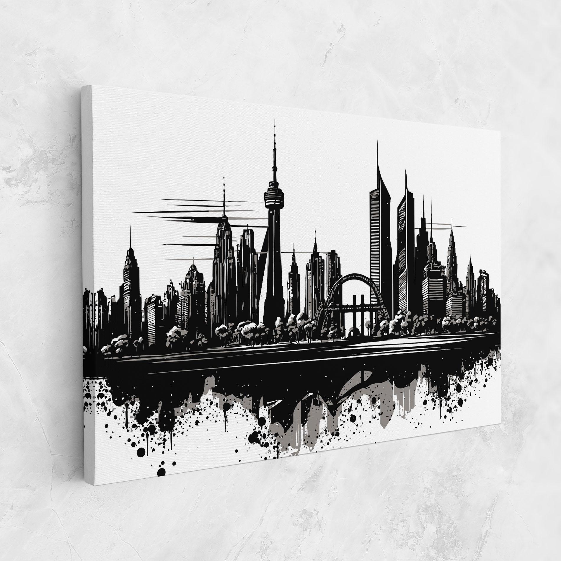 Картина на платно Black Ink City mockup 1