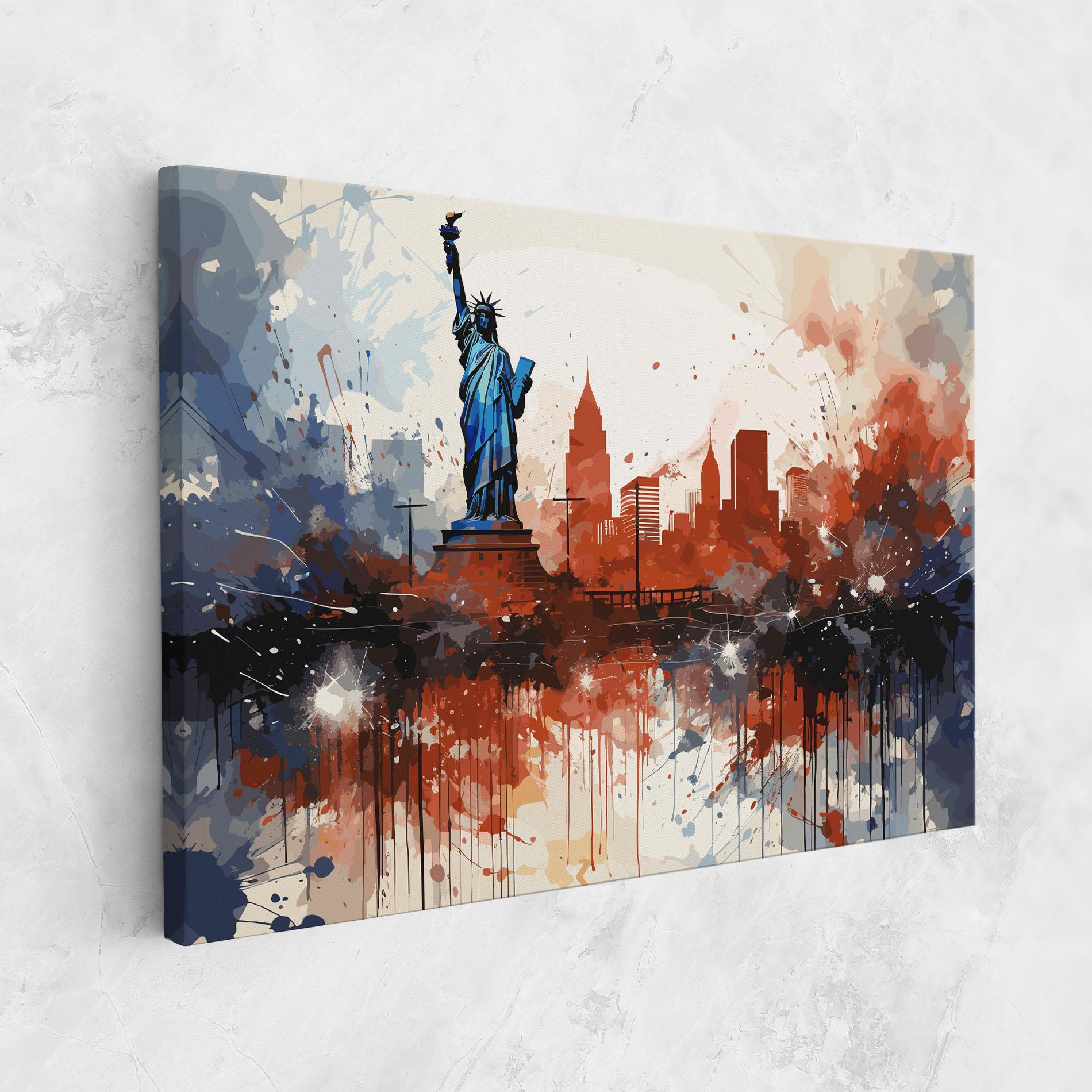 Картина на платно Red Blue Liberty Statue mockup 1