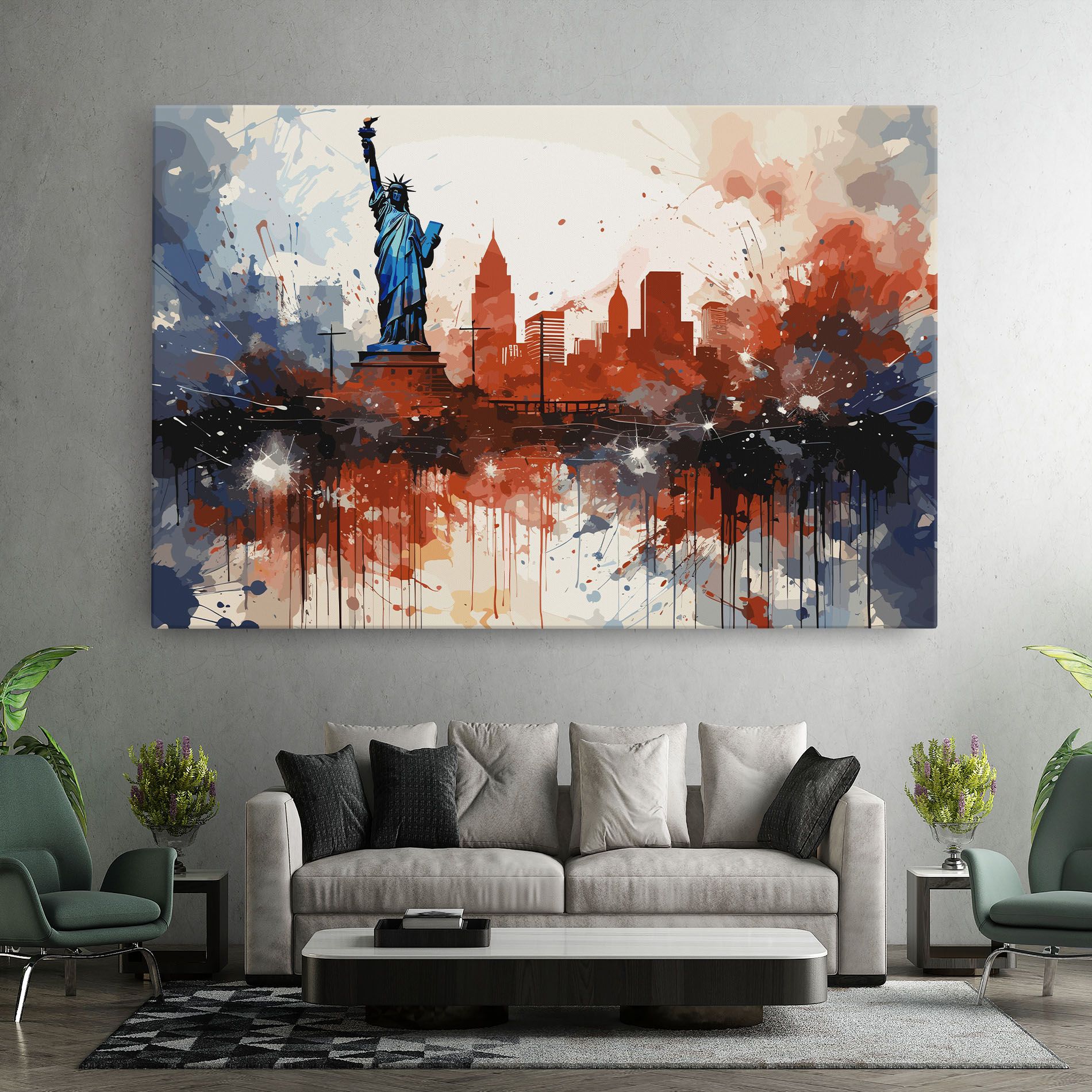 Red Blue Liberty Statue mockup 7