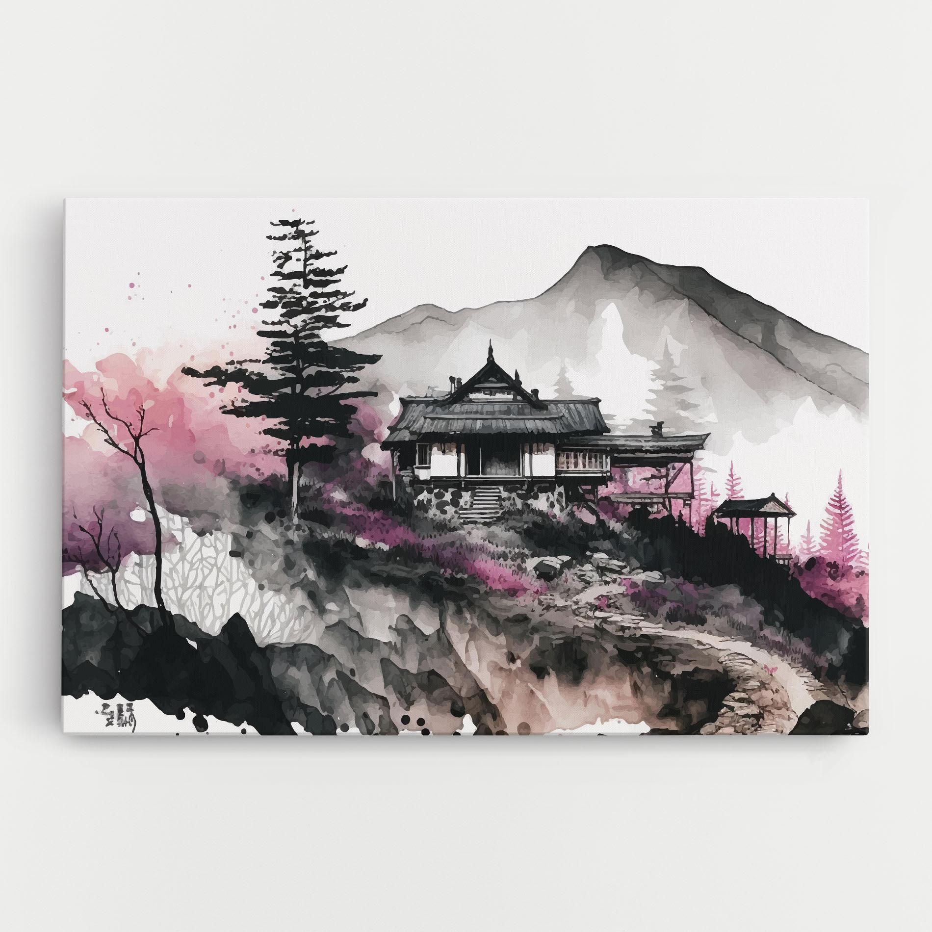 Картина на платно Japanese Temple Art mockup 0
