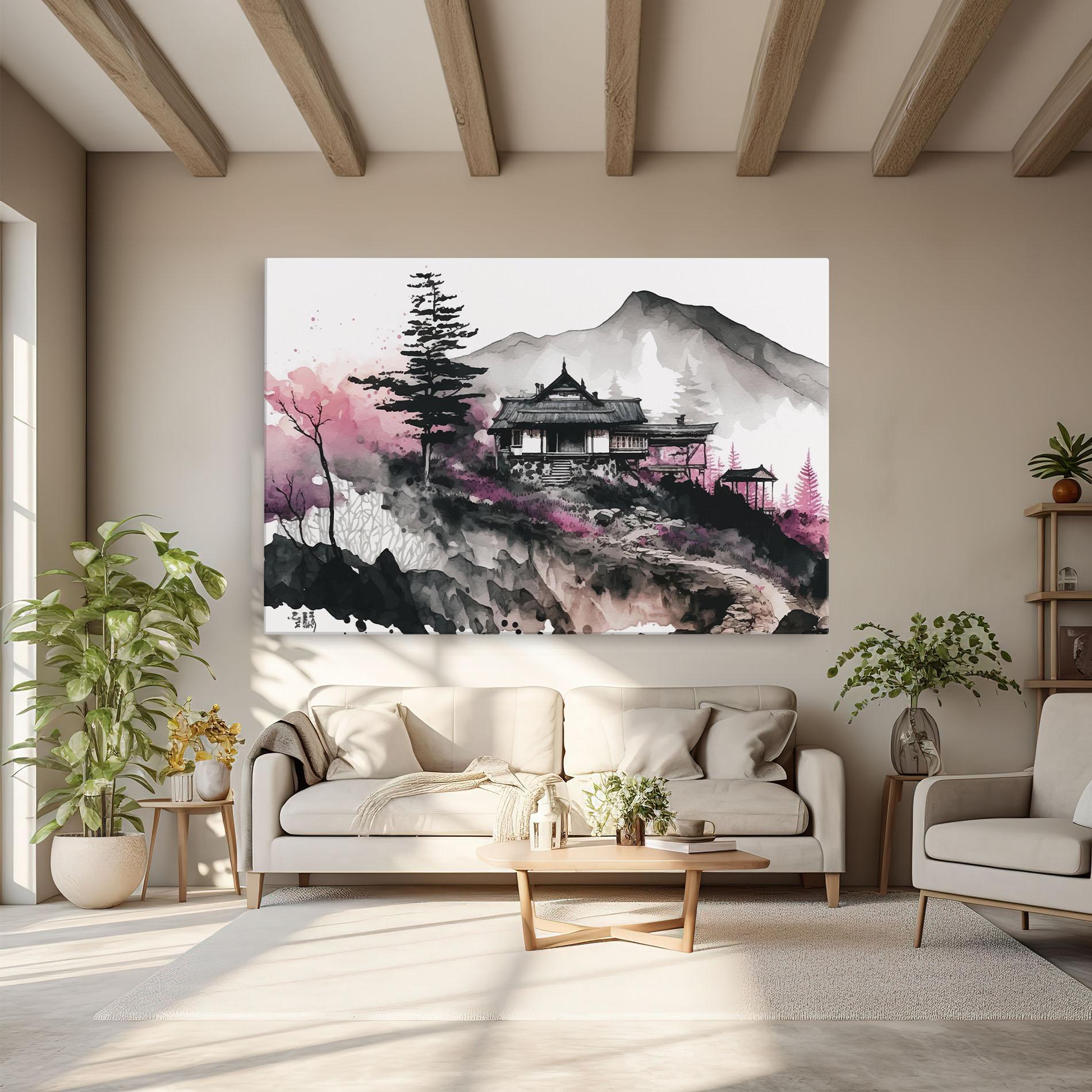 Картина на платно Japanese Temple Art mockup 6