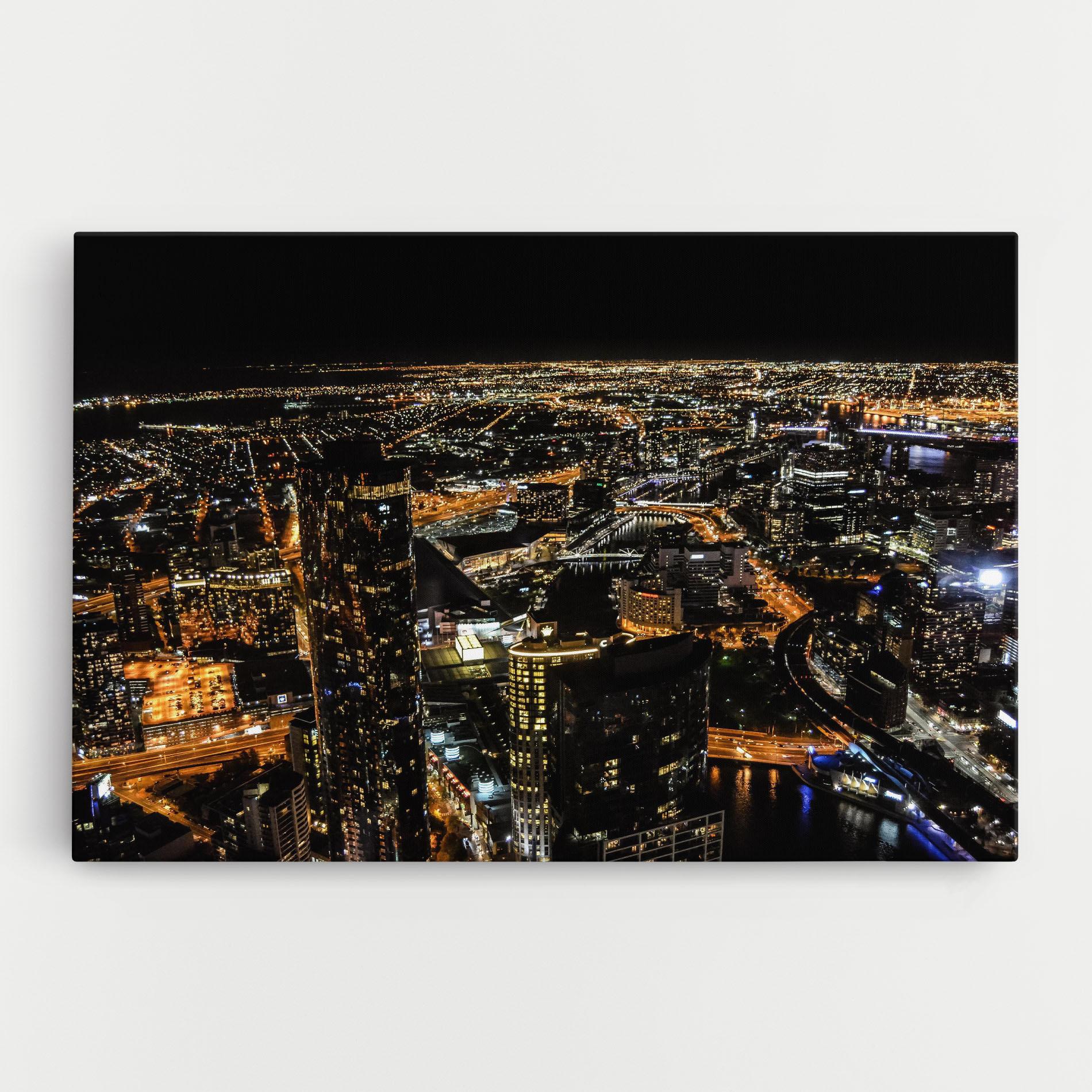 Картина на платно Black City Light mockup 0