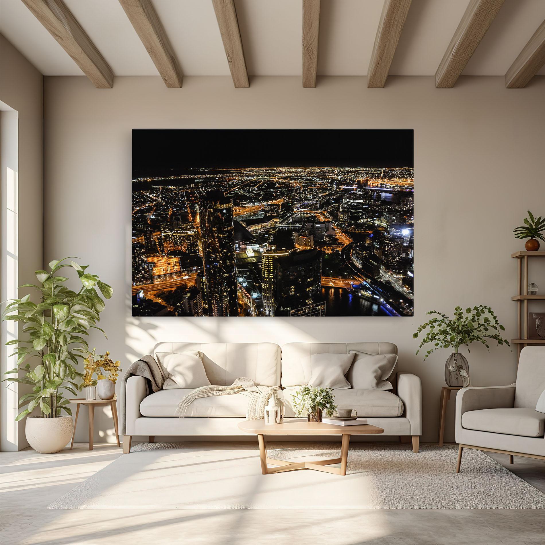 Картина на платно Black City Light mockup 6