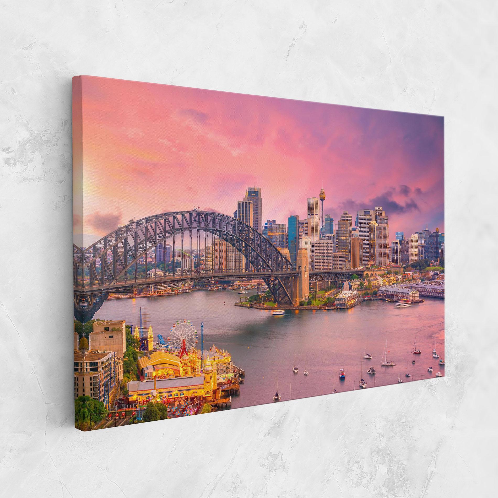 Картина на платно Pink Sydney Skyline mockup 1