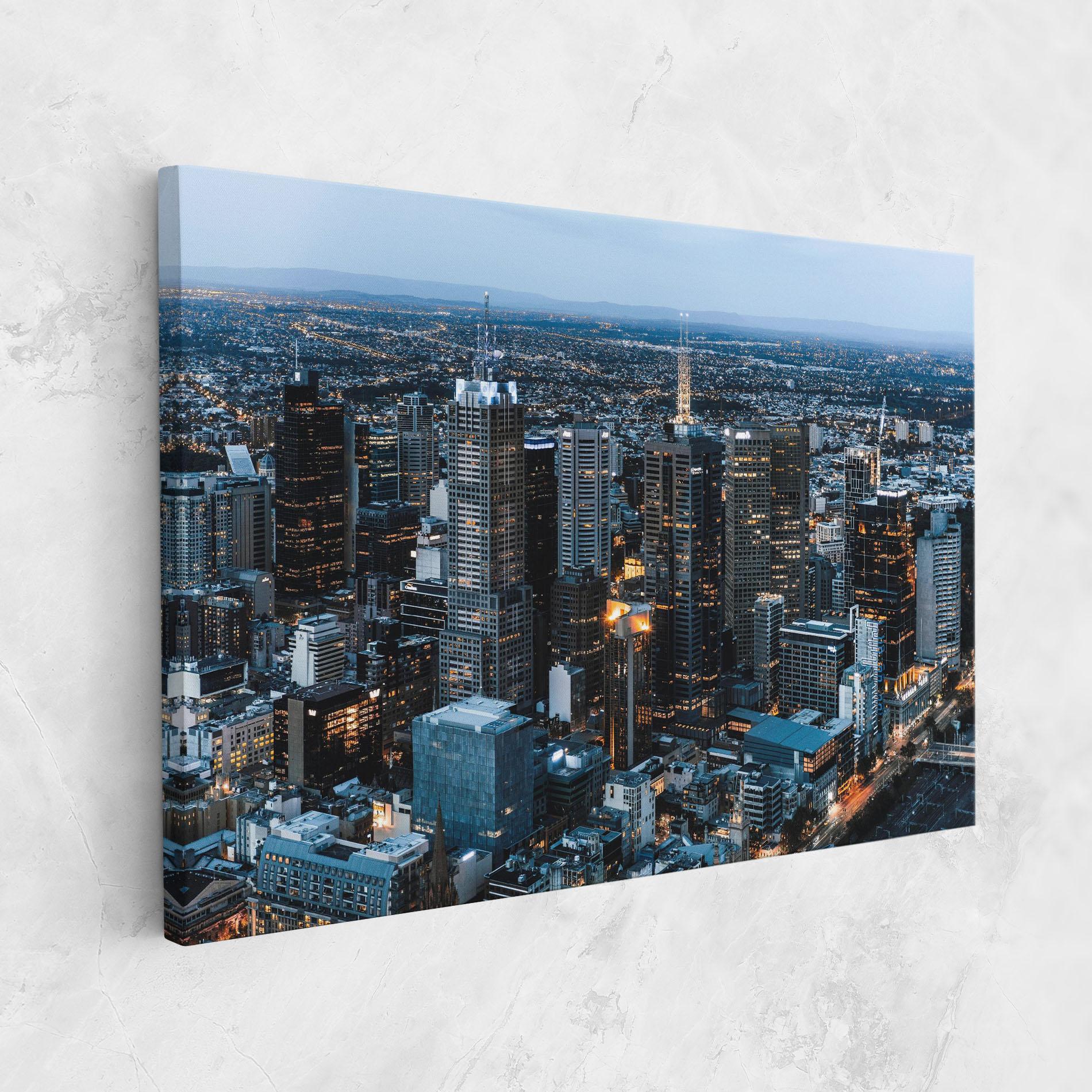 Картина на платно Yellow Lights Skyline mockup 1