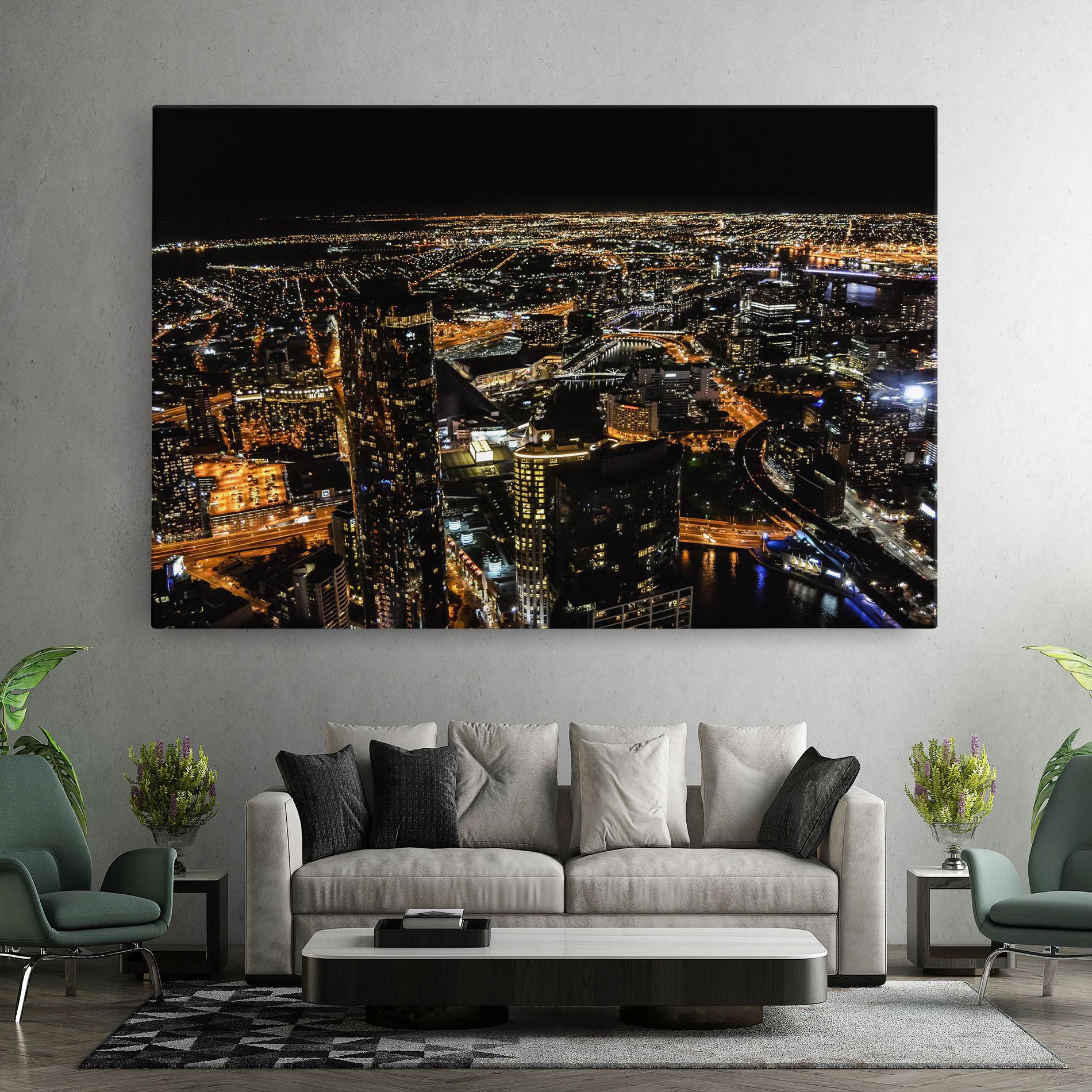 Картина на платно Black City Light mockup 7