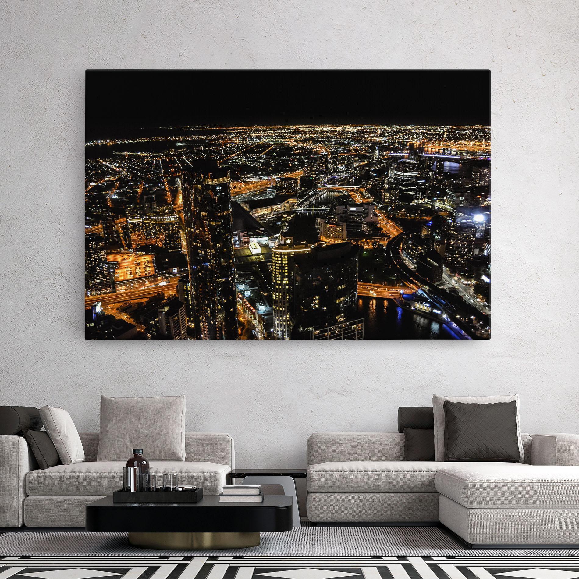 Картина на платно Black City Light mockup 2