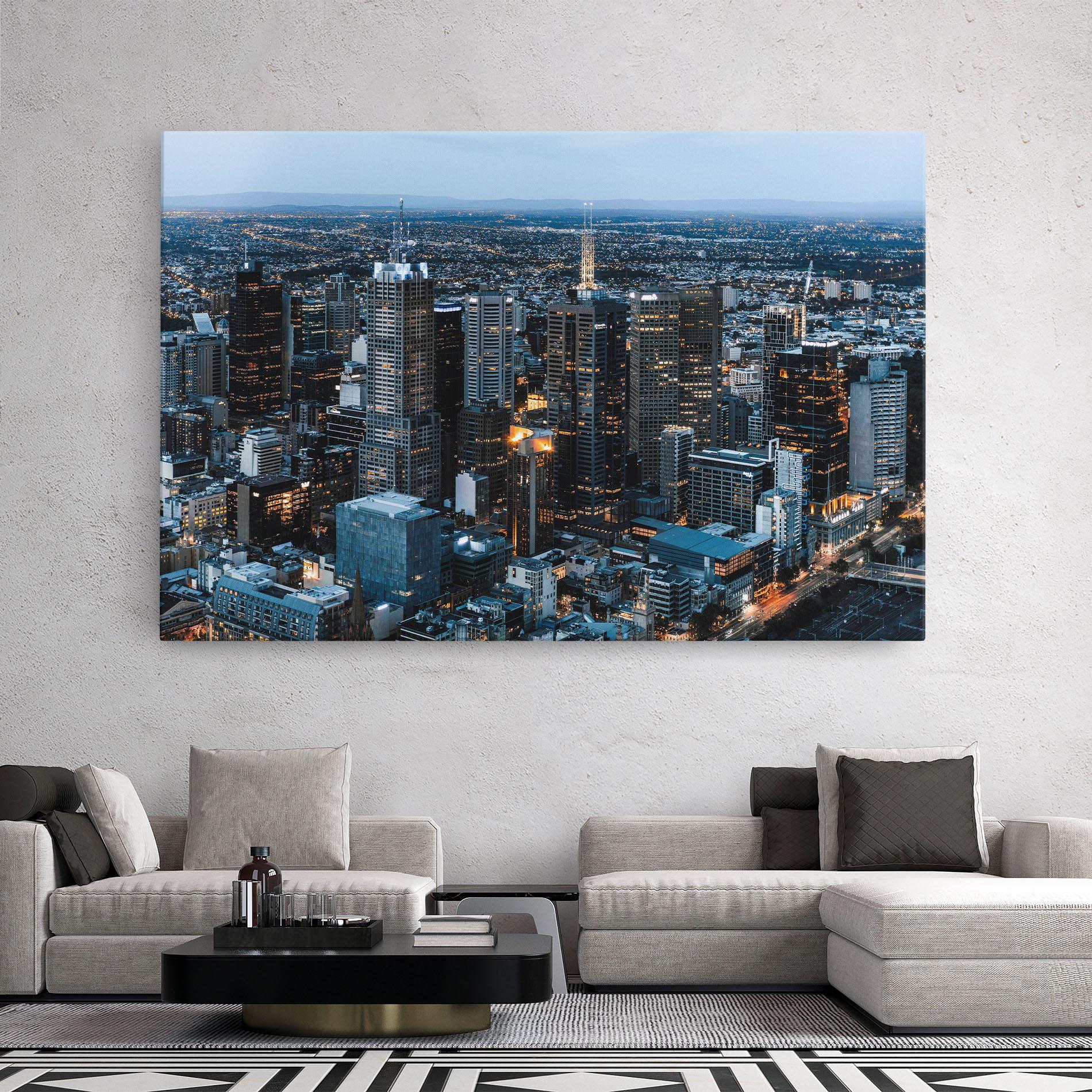 Картина на платно Yellow Lights Skyline mockup 2