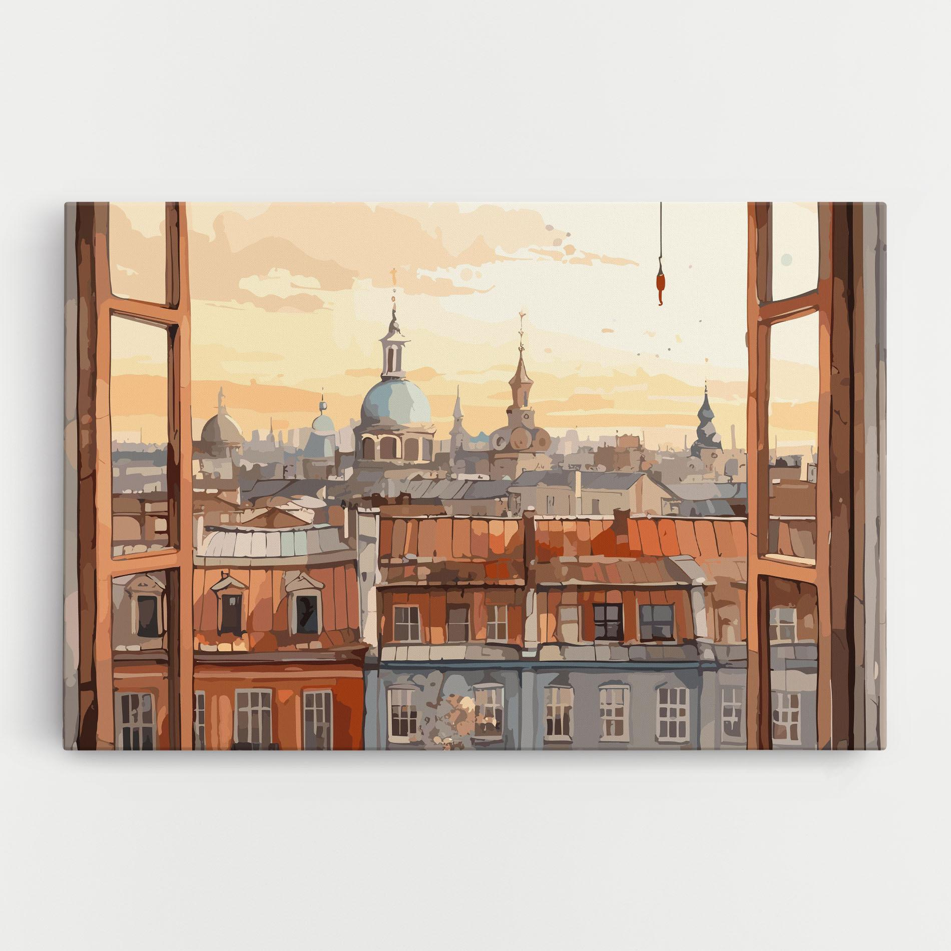 Картина на платно Window City View mockup 0