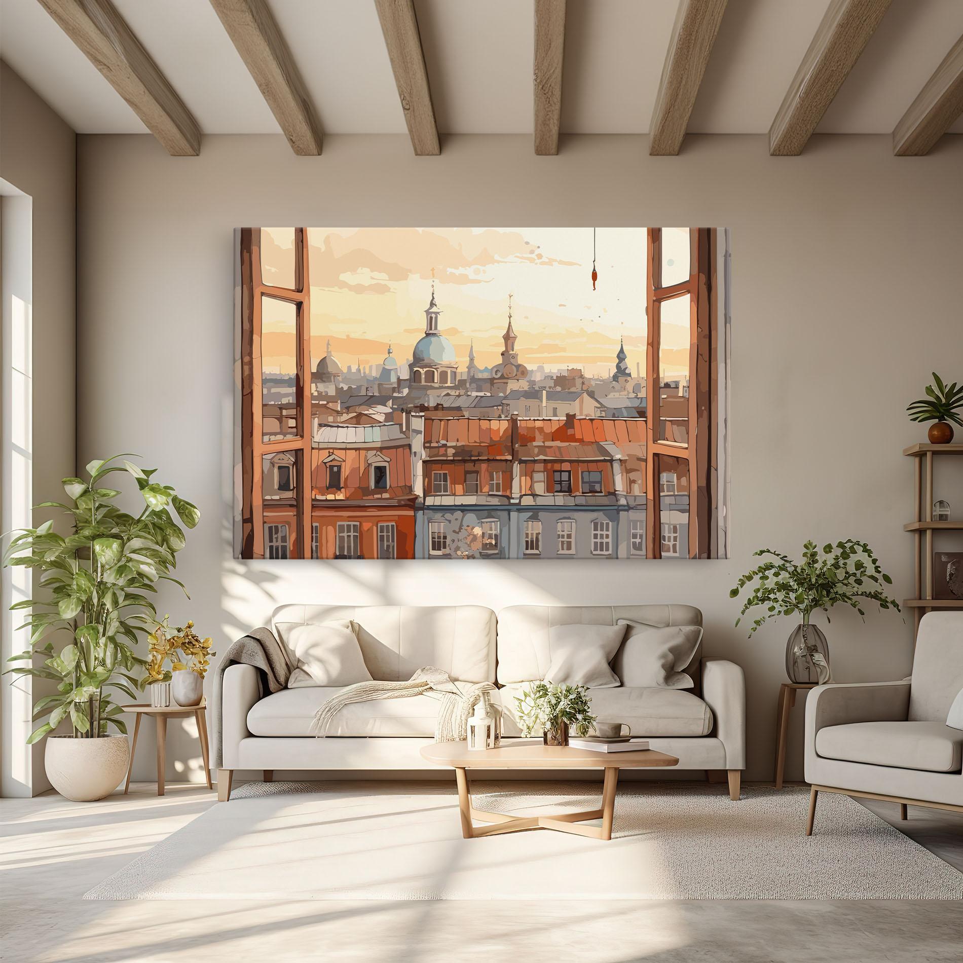 Картина на платно Window City View mockup 6