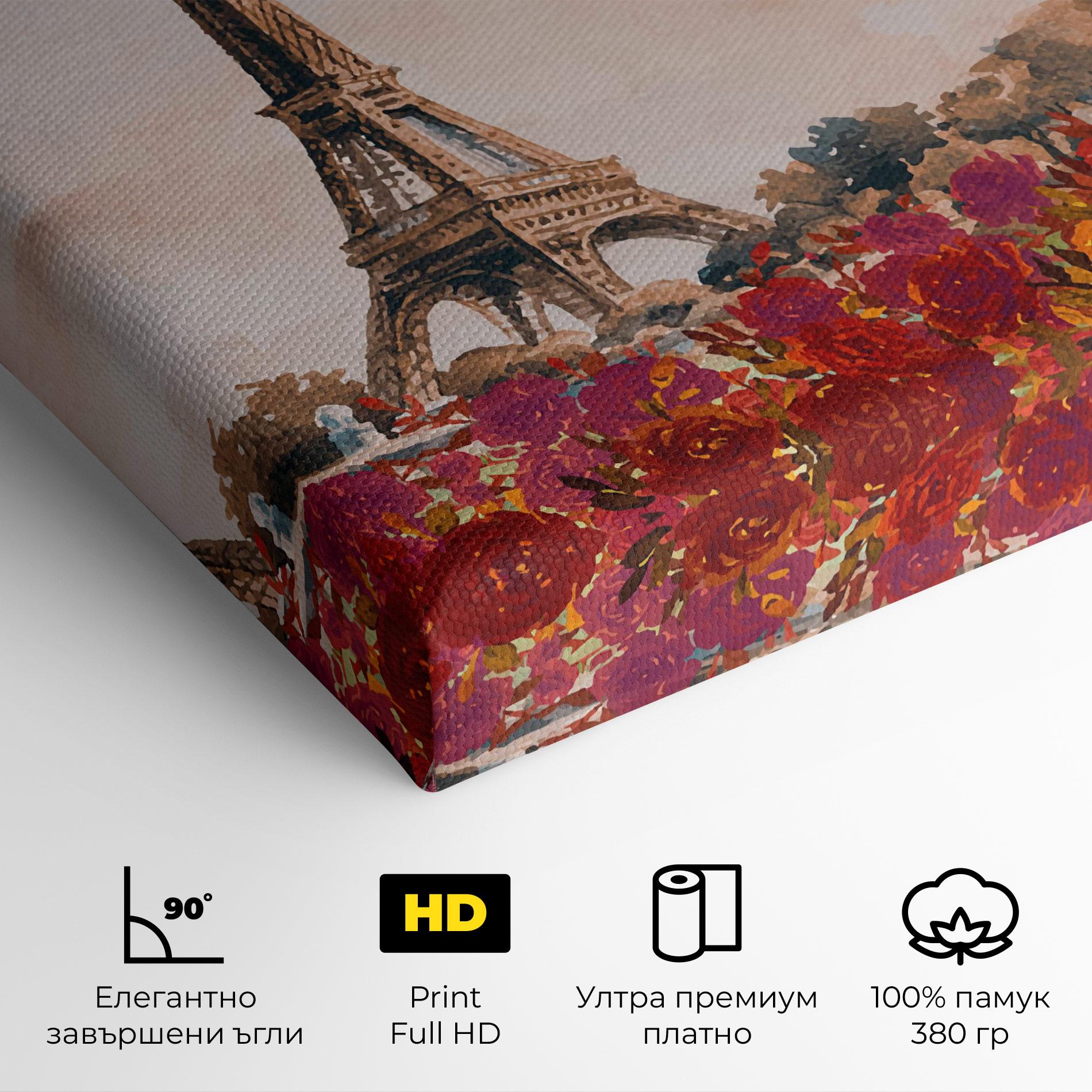 Картина на платно Eiffel Tower Roses mockup 4