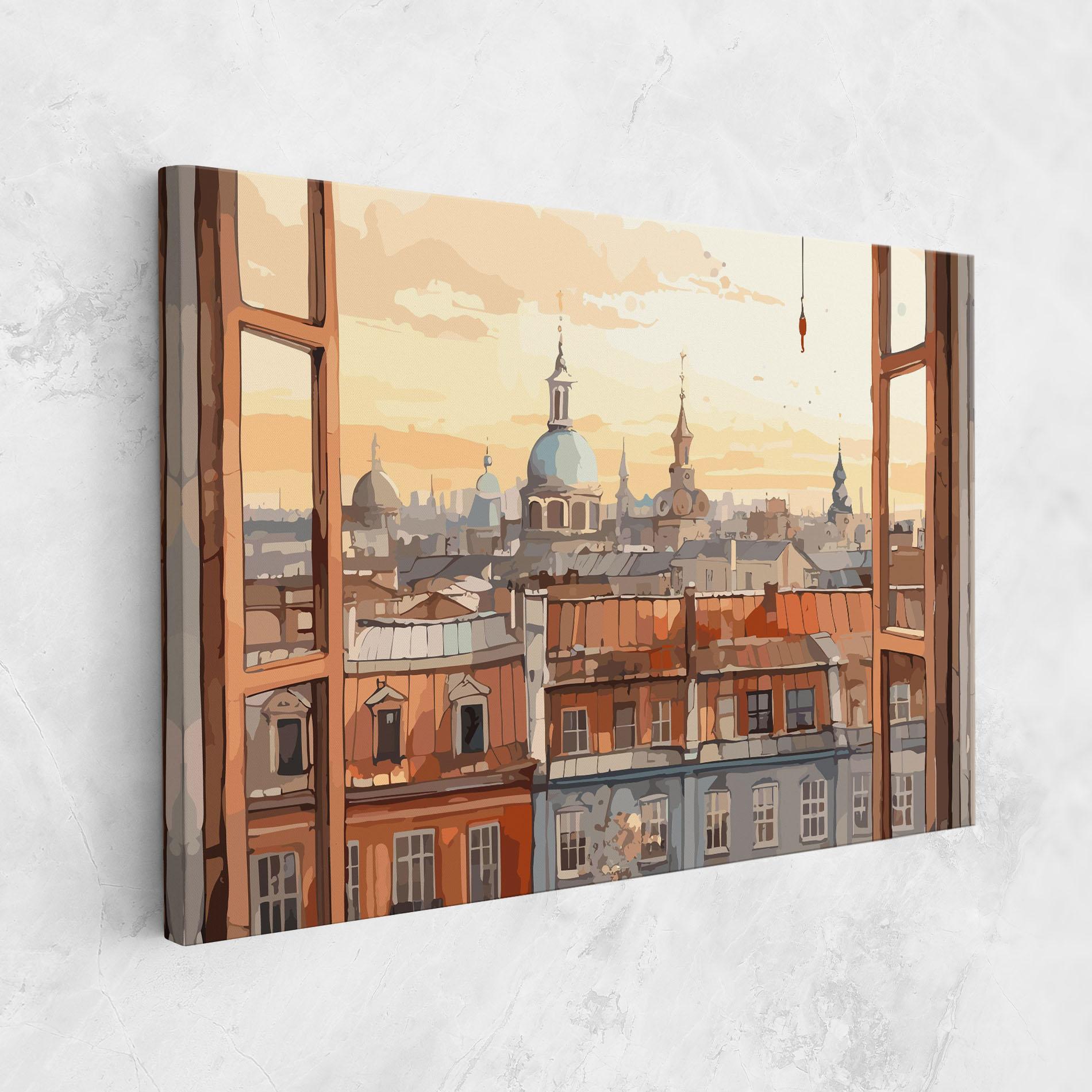 Картина на платно Window City View mockup 1