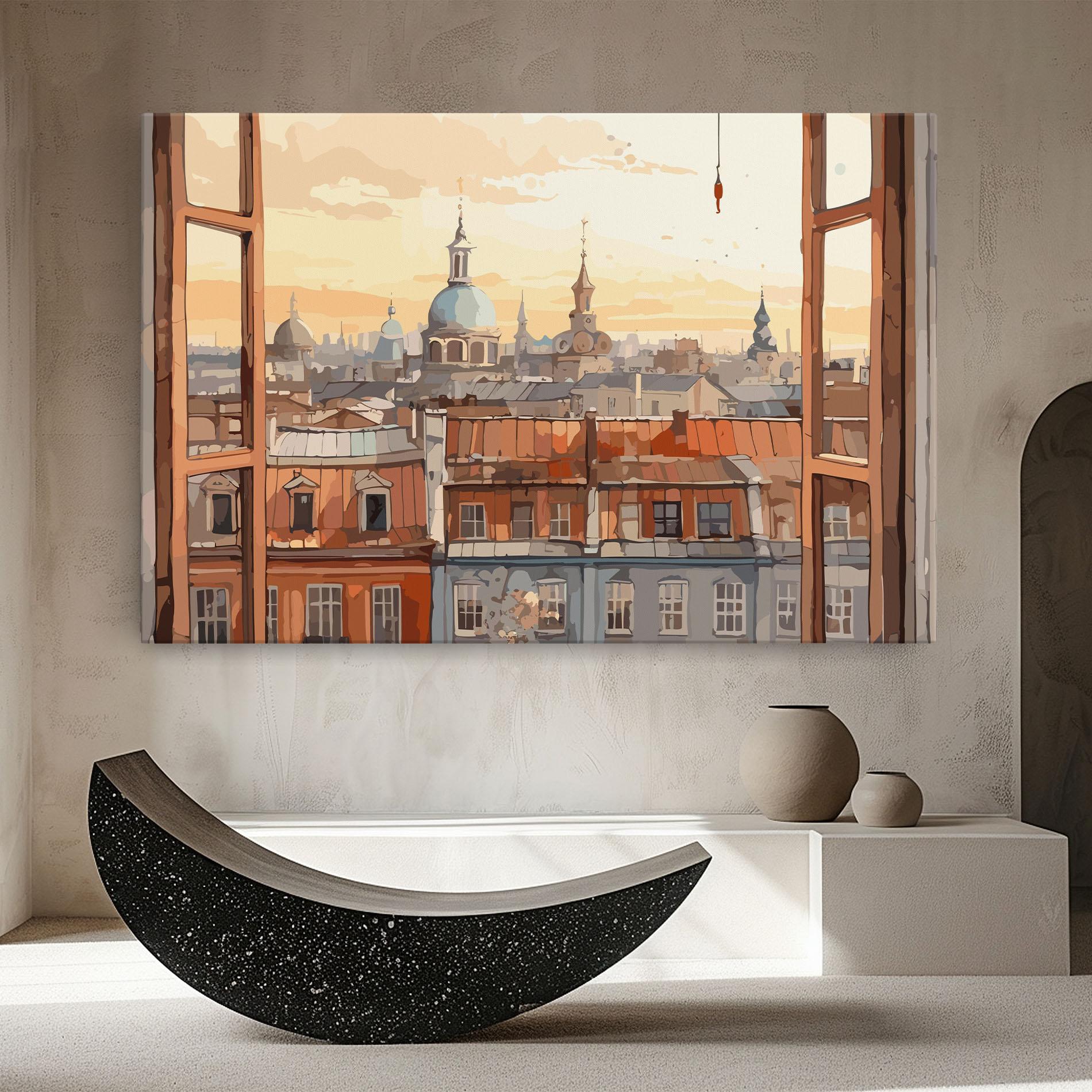 Картина на платно Window City View mockup 8