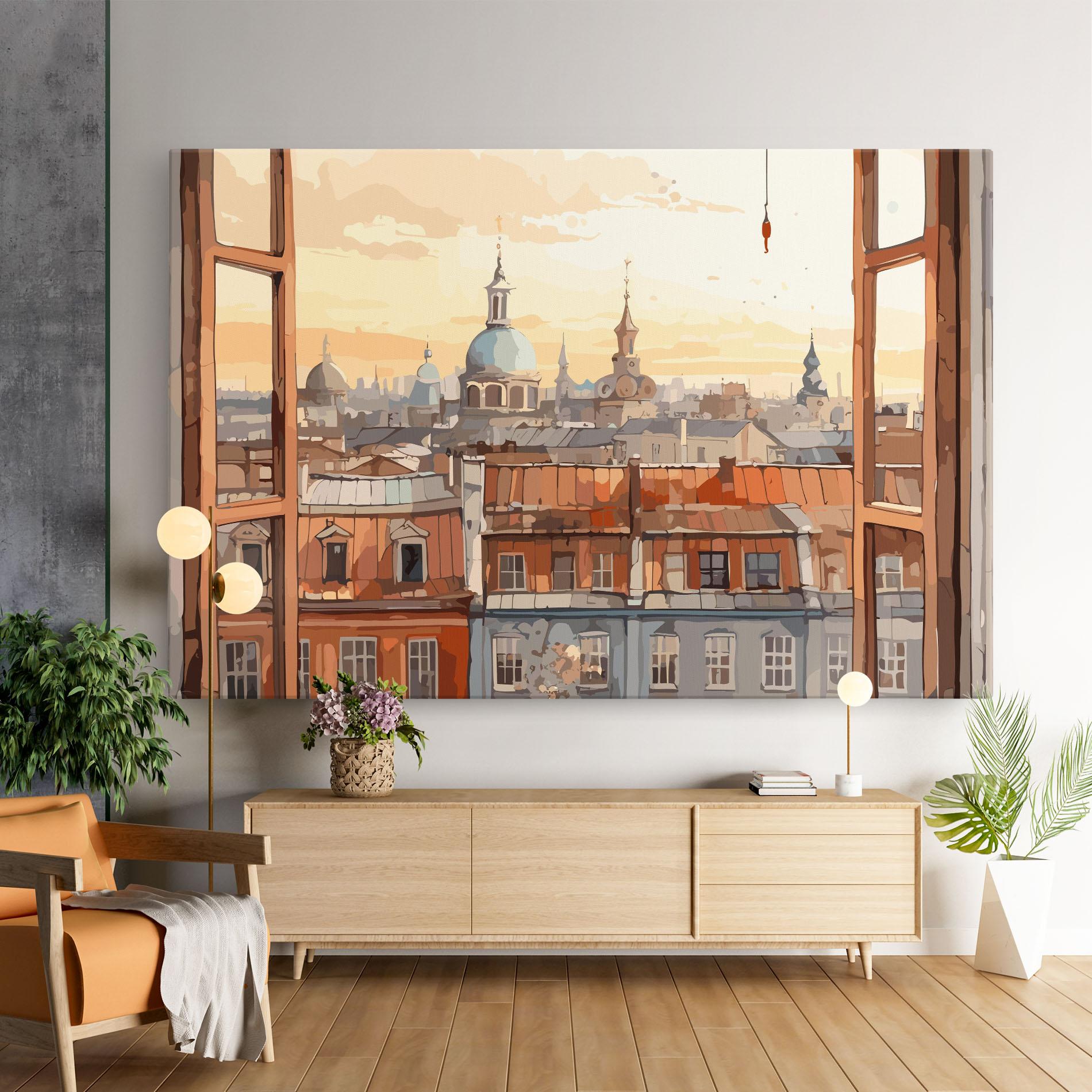 Картина на платно Window City View mockup 9