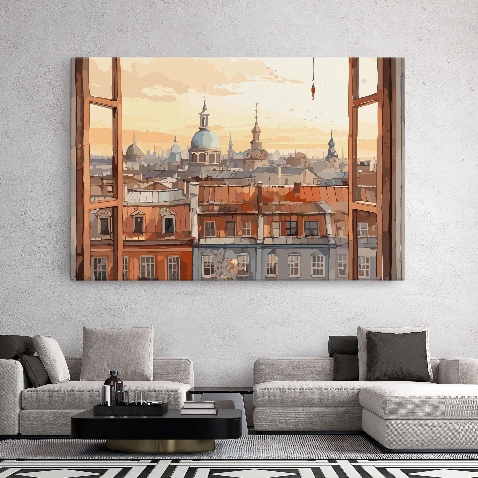 Картина на платно Window City View mockup 2