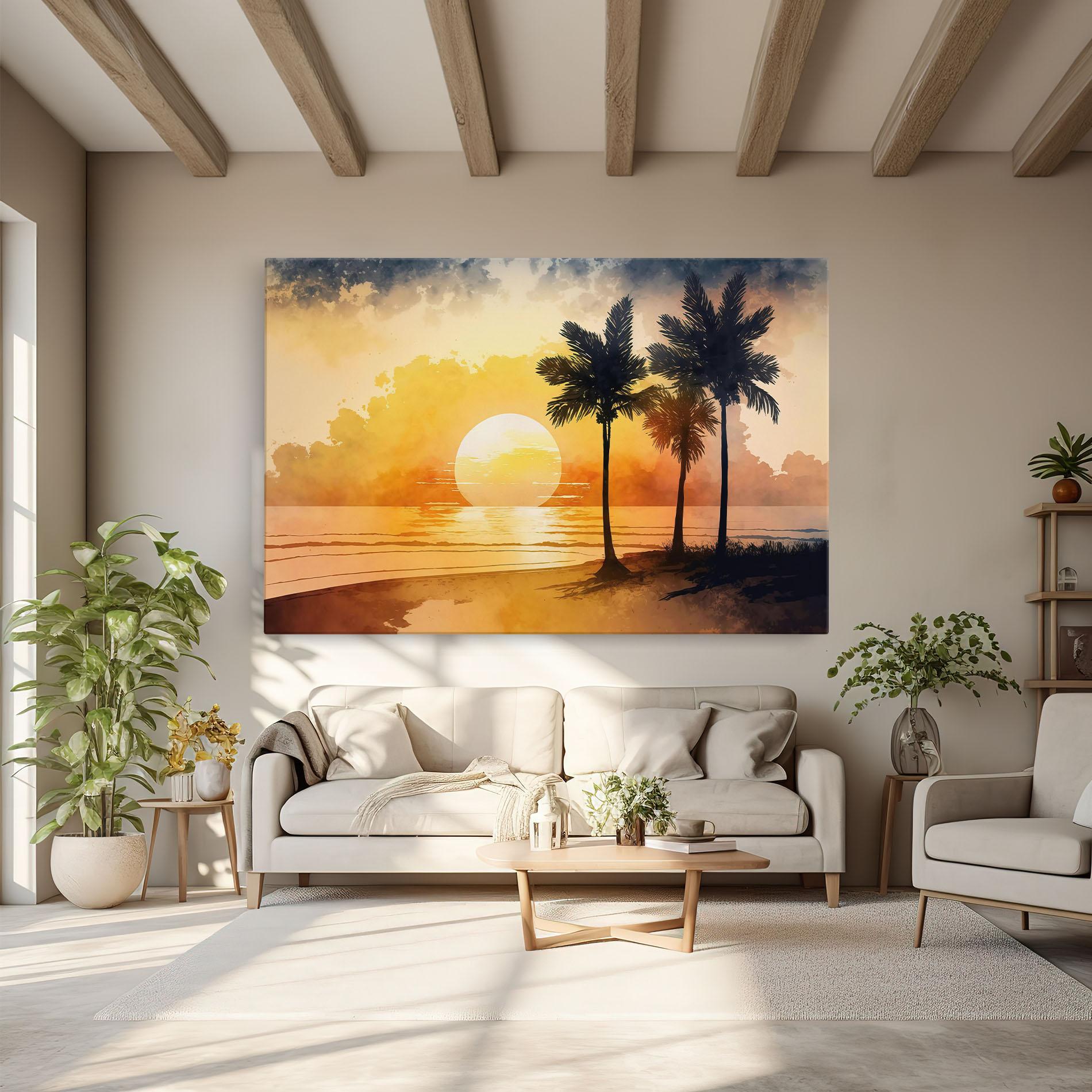 Картина на платно Palm Trees Sunset mockup 6