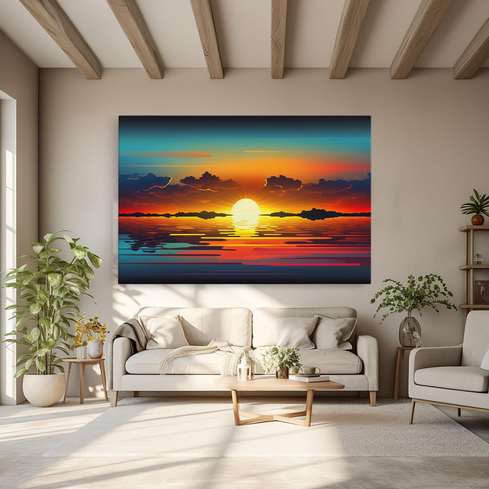 Картина на платно Yellow Sunset Illustration mockup 6