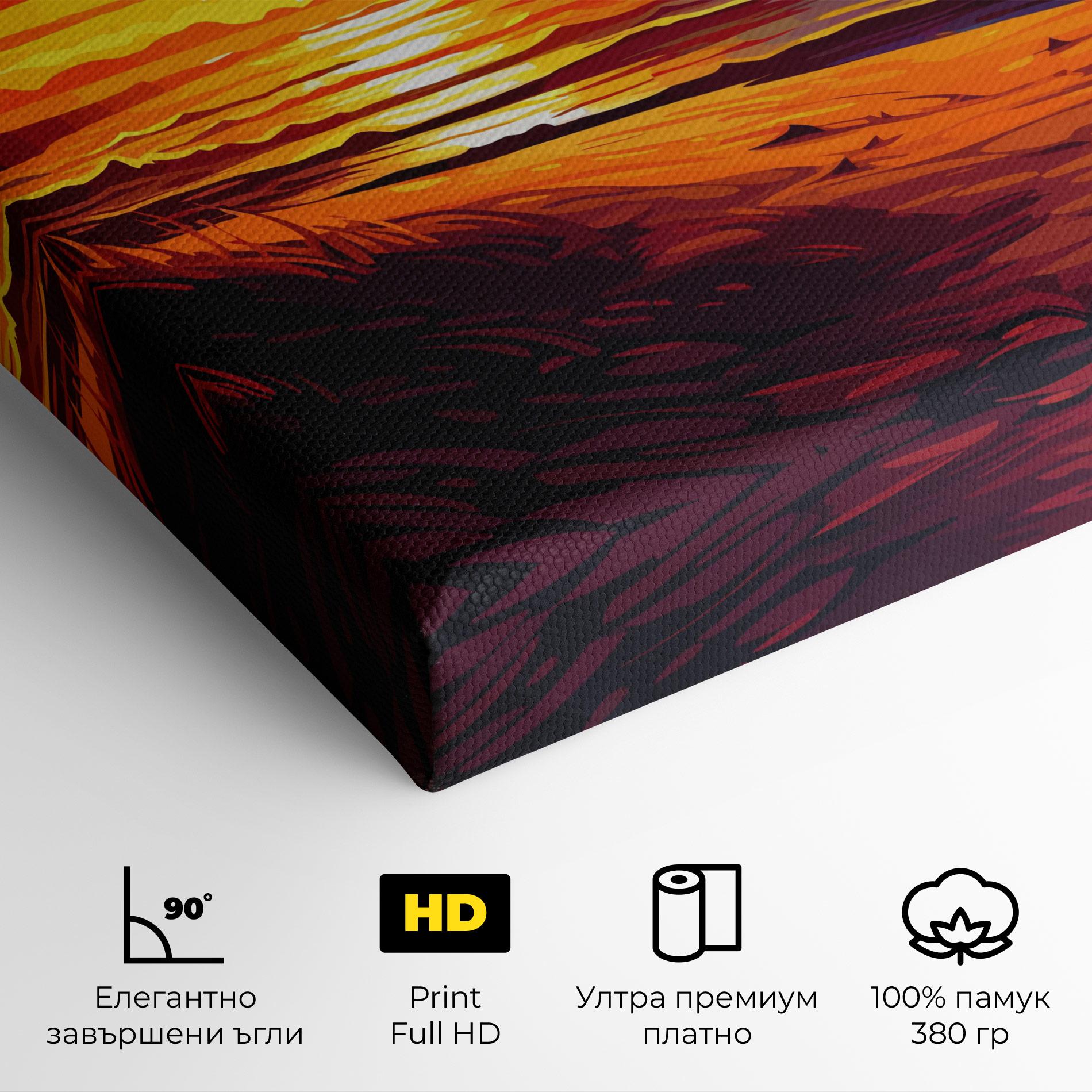 Картина на платно Strong Orange Sunset mockup 4