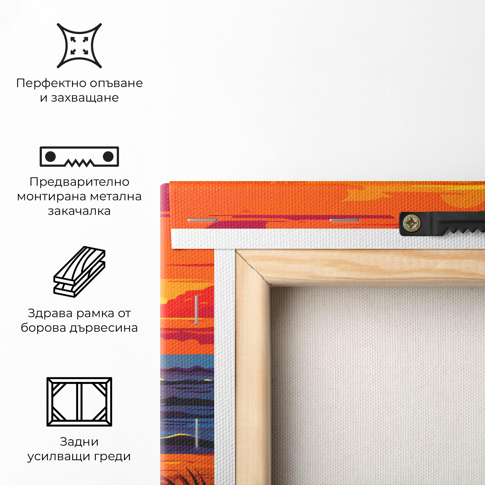 Картина на платно Strong Orange Sunset mockup 5