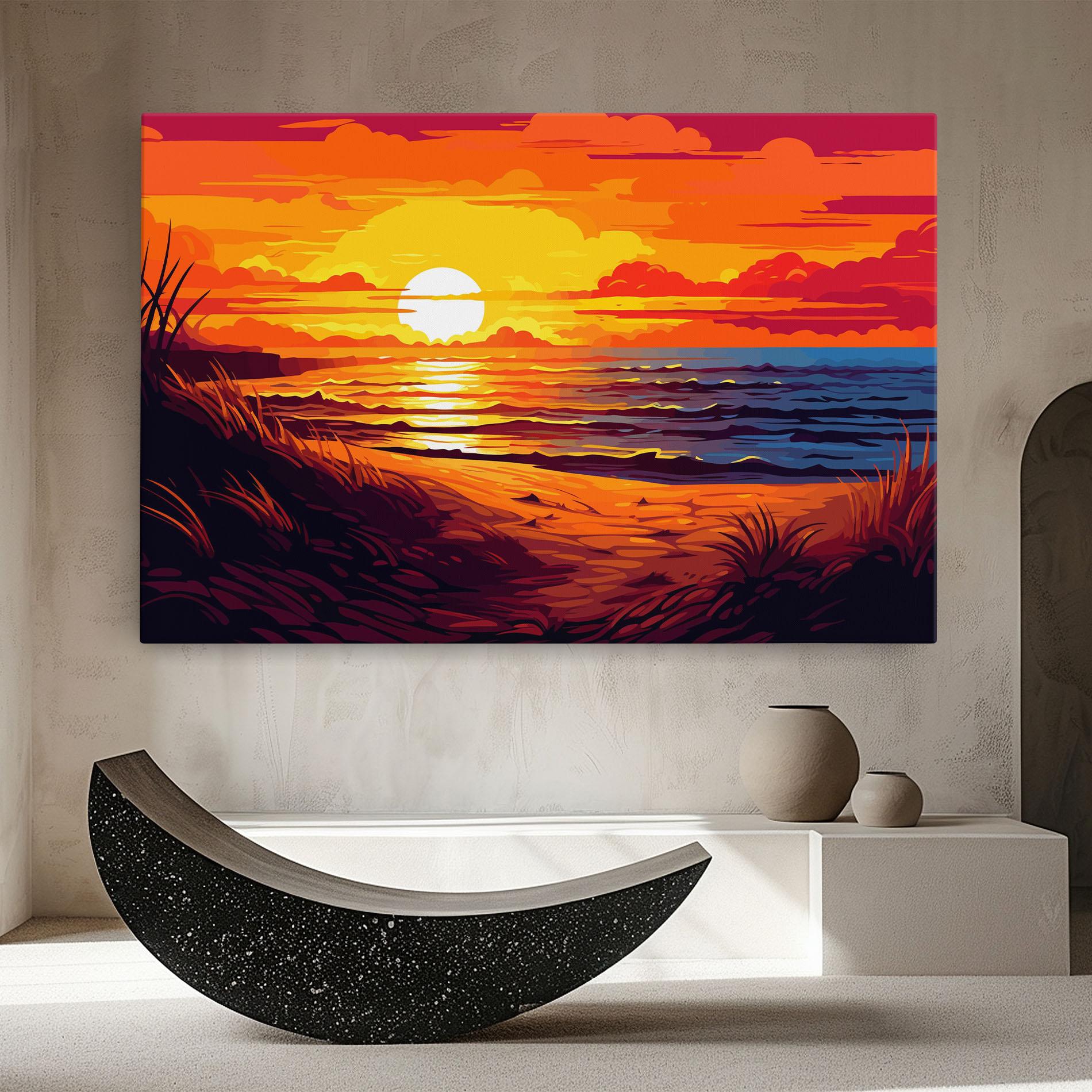 Картина на платно Strong Orange Sunset mockup 8