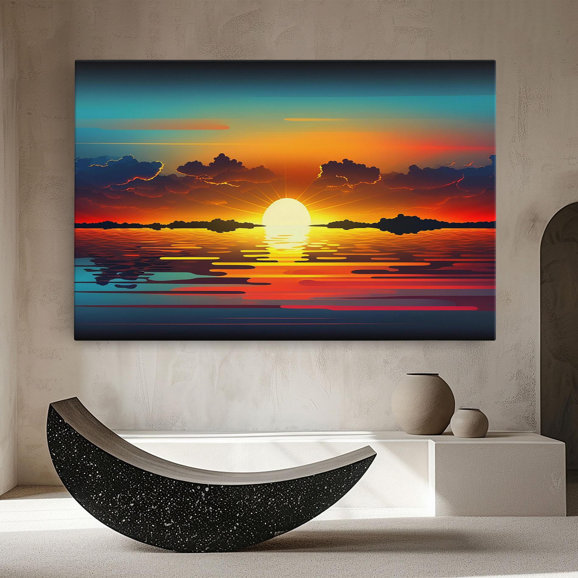 Картина на платно Yellow Sunset Illustration mockup 8