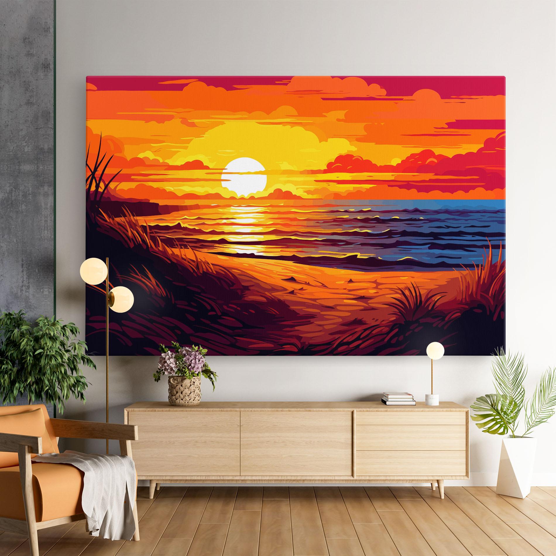 Картина на платно Strong Orange Sunset mockup 9