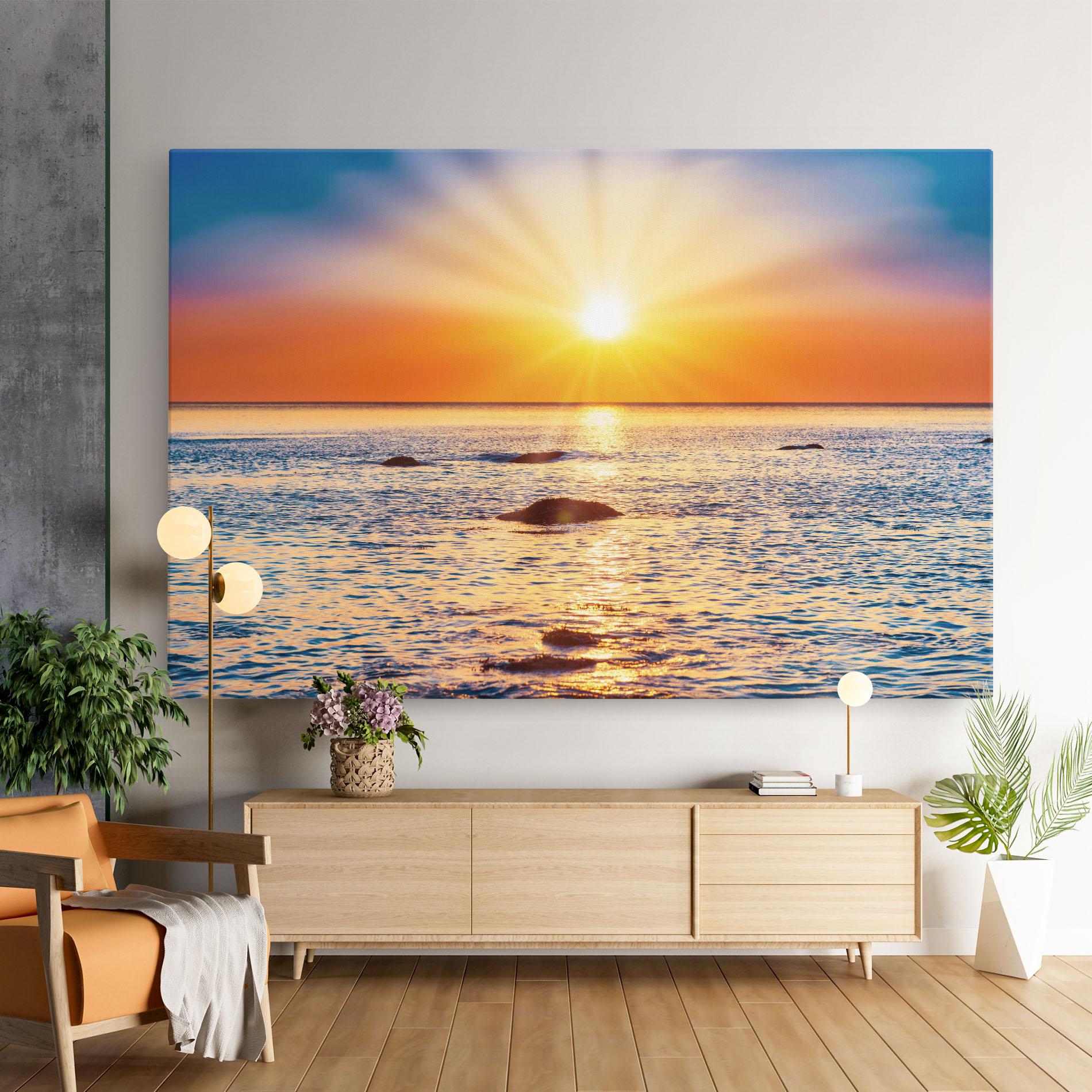 Картина на платно Sunset Beach Rocks mockup 9