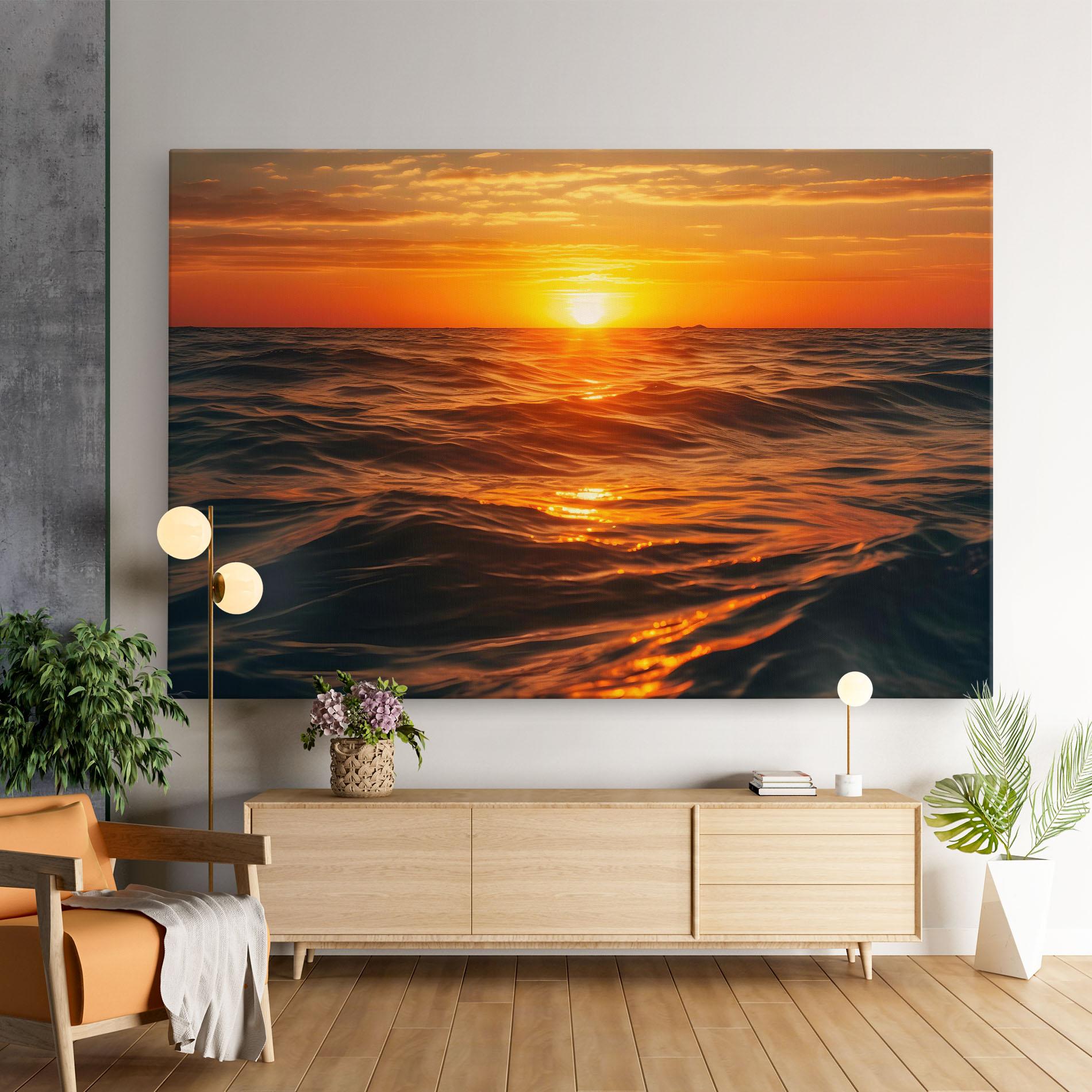 Картина на платно Waves During Sunset mockup 9