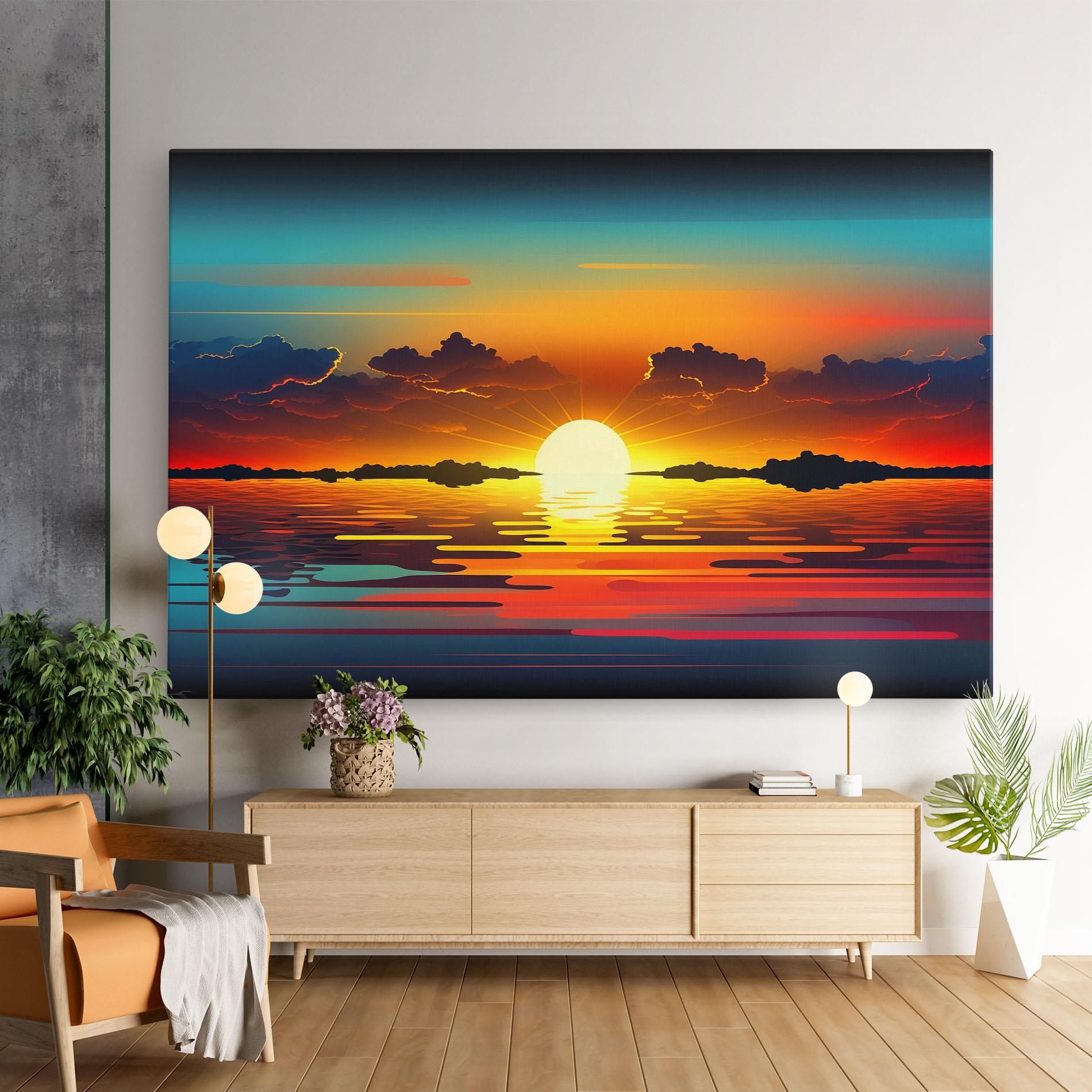 Картина на платно Yellow Sunset Illustration mockup 9