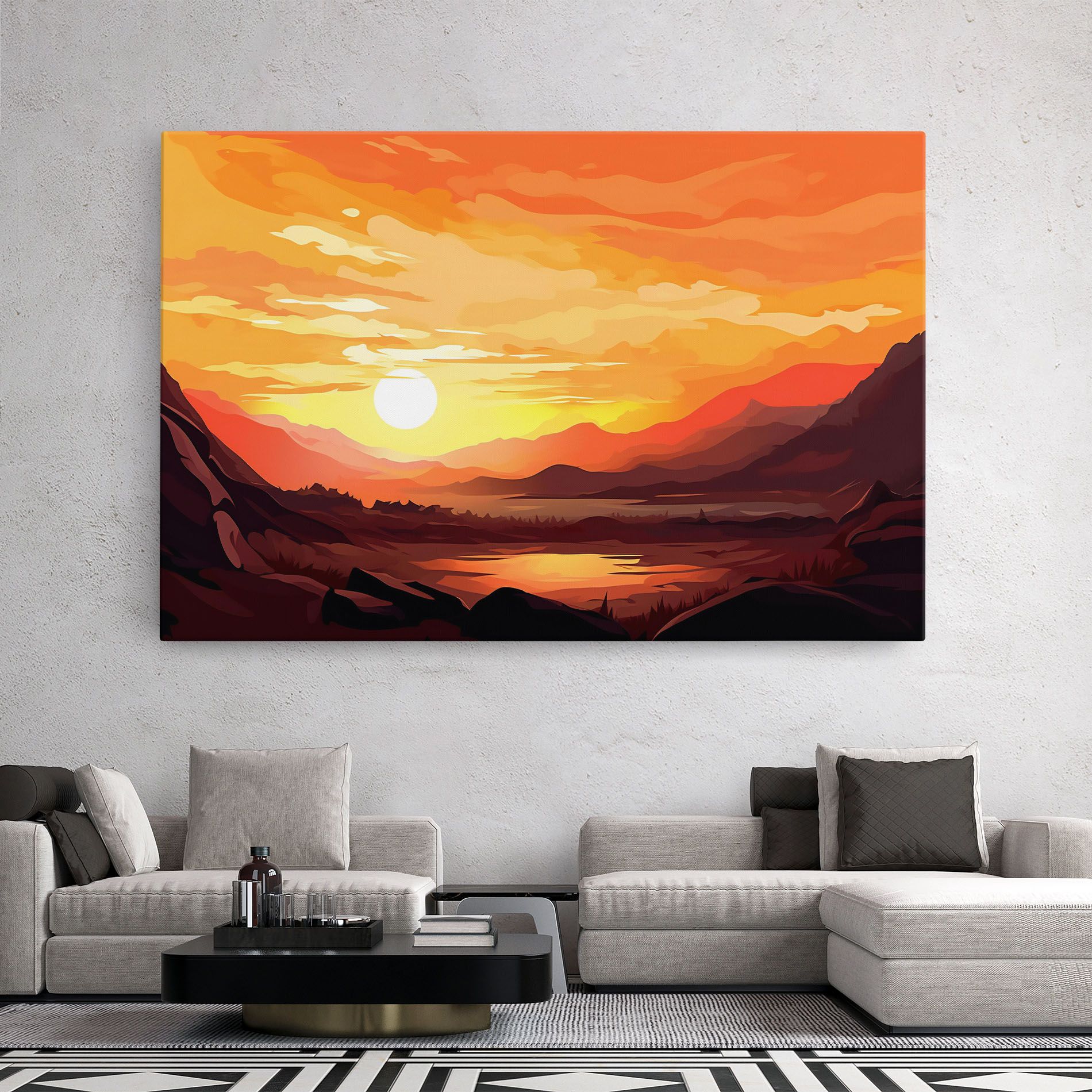 Beautiful Sunset Illustration mockup 2