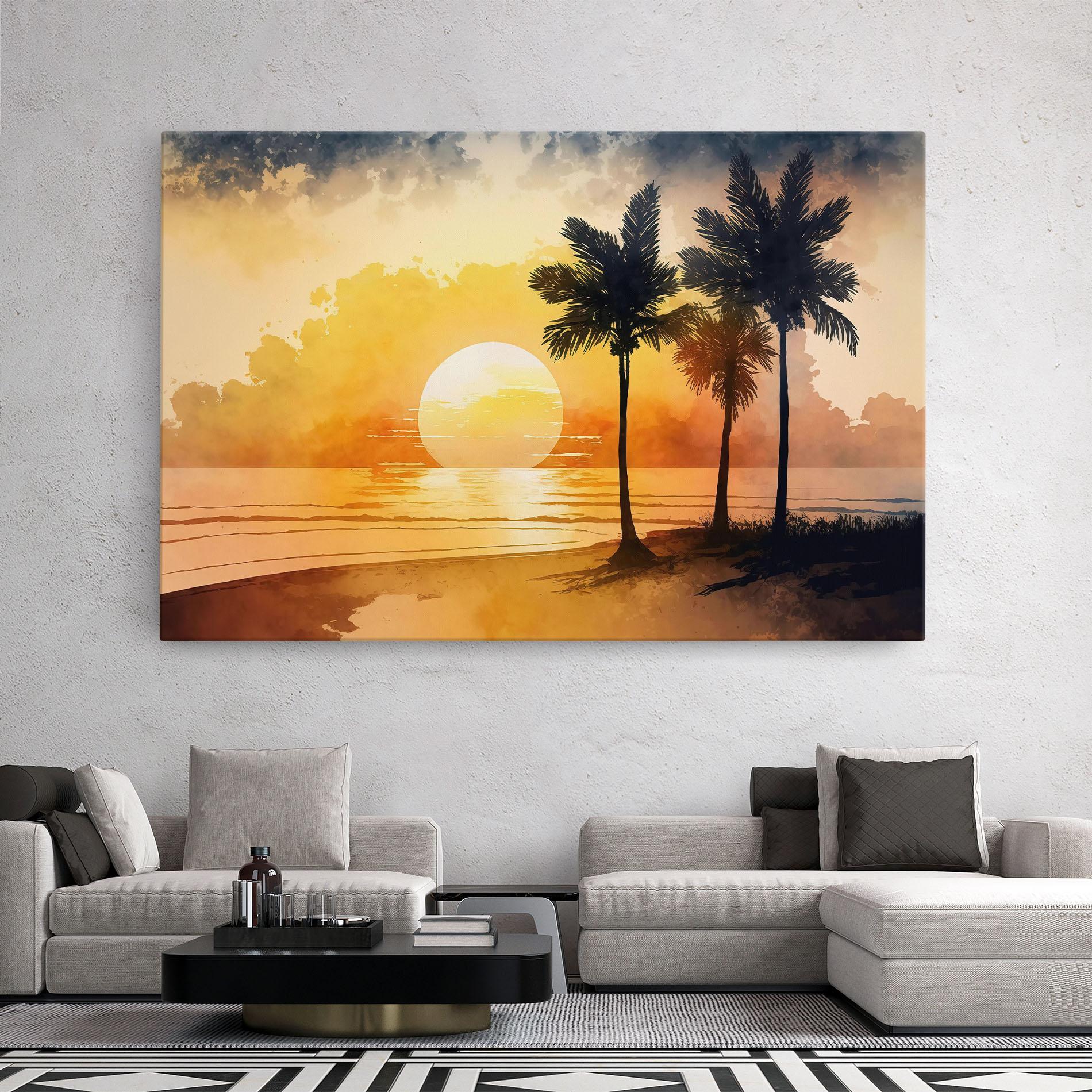 Картина на платно Palm Trees Sunset mockup 2