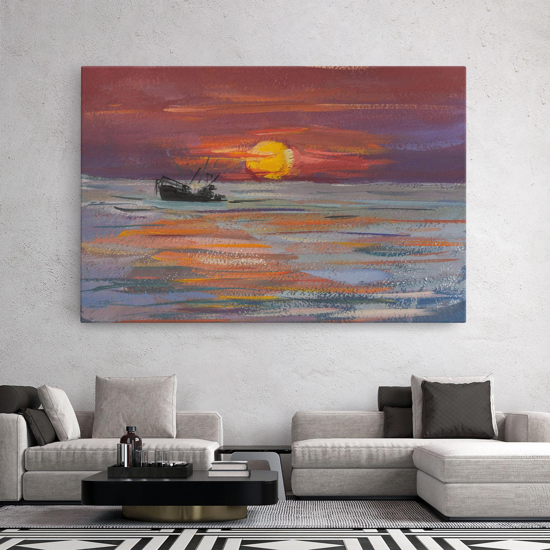 Картина на платно Sea Ship Painting mockup 2