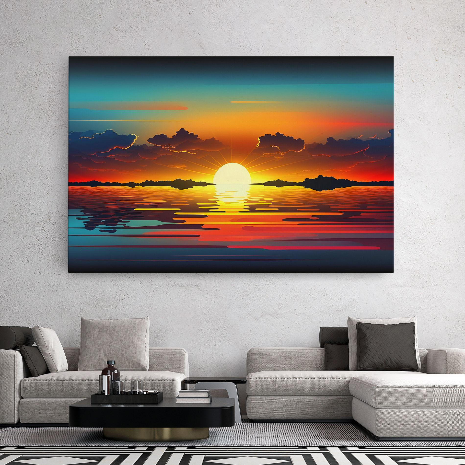 Картина на платно Yellow Sunset Illustration mockup 2