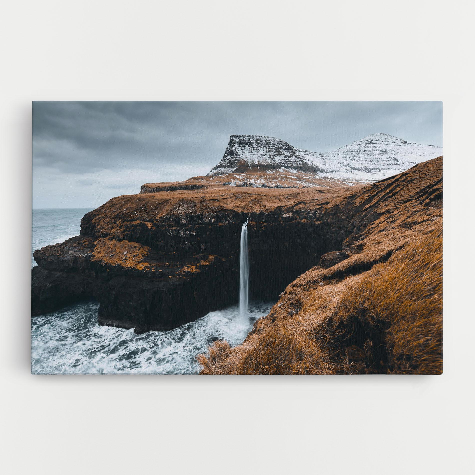 Картина на платно Black Houses Waterfall mockup 0