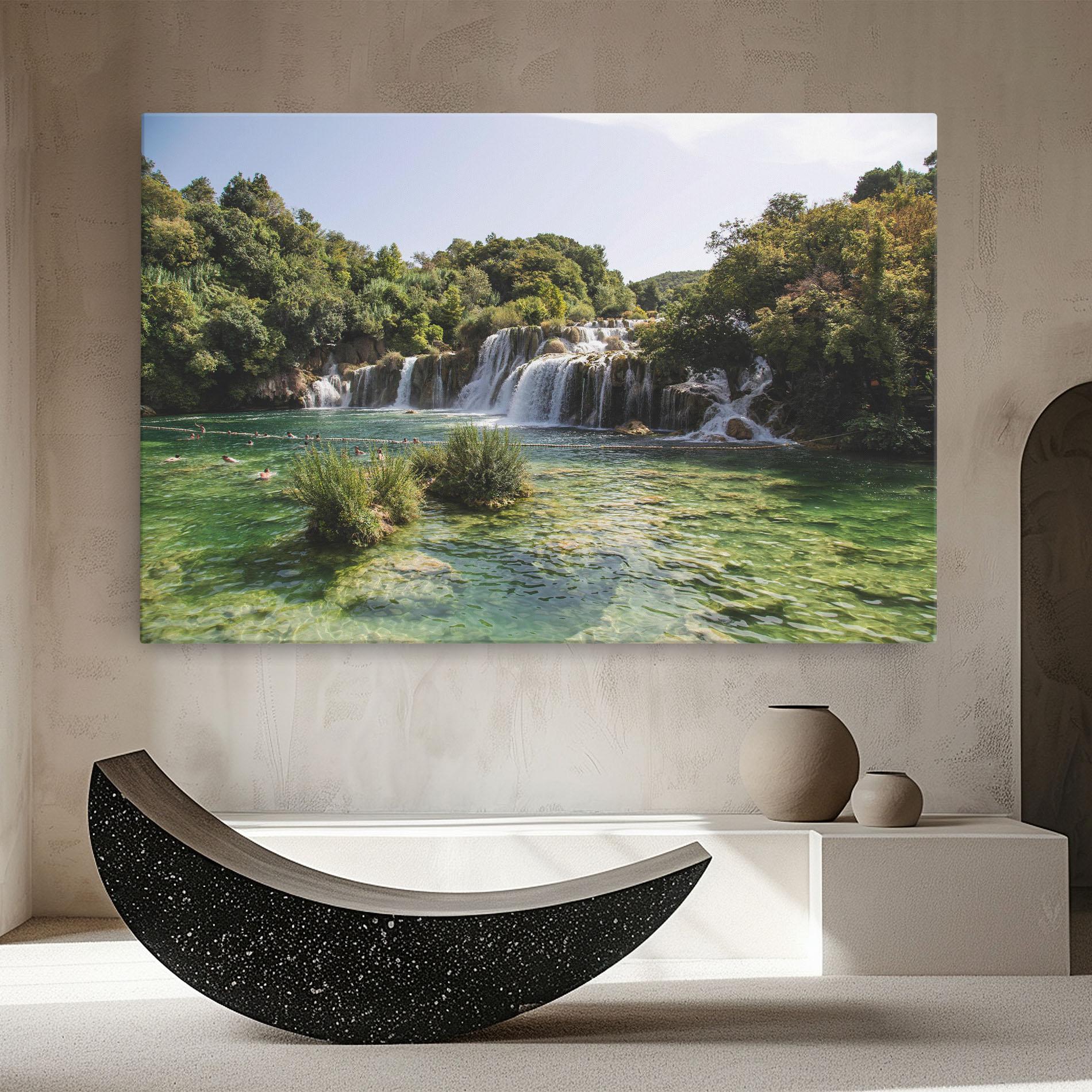 Картина на платно Green Waterfall mockup 8