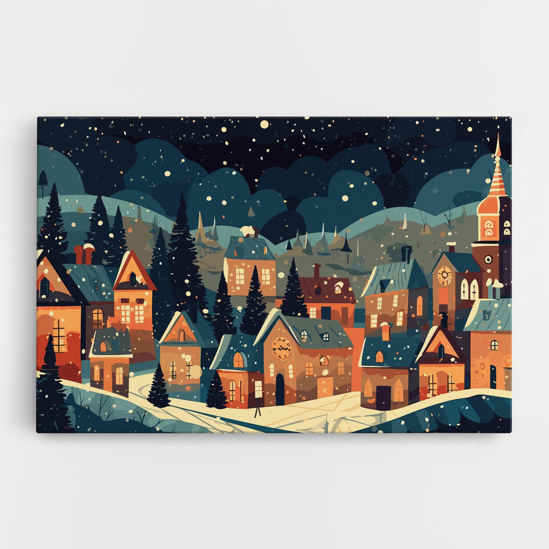 Картина на платно Winter View Houses mockup 0