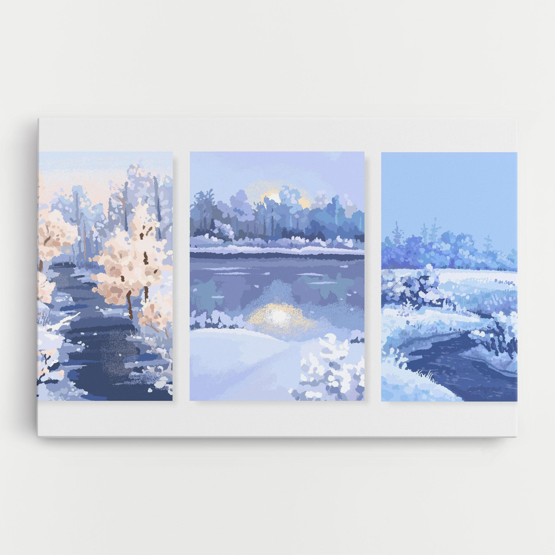 Картина на платно Winter_landscape_with_forest_and_field_vector_illustration14 mockup 0