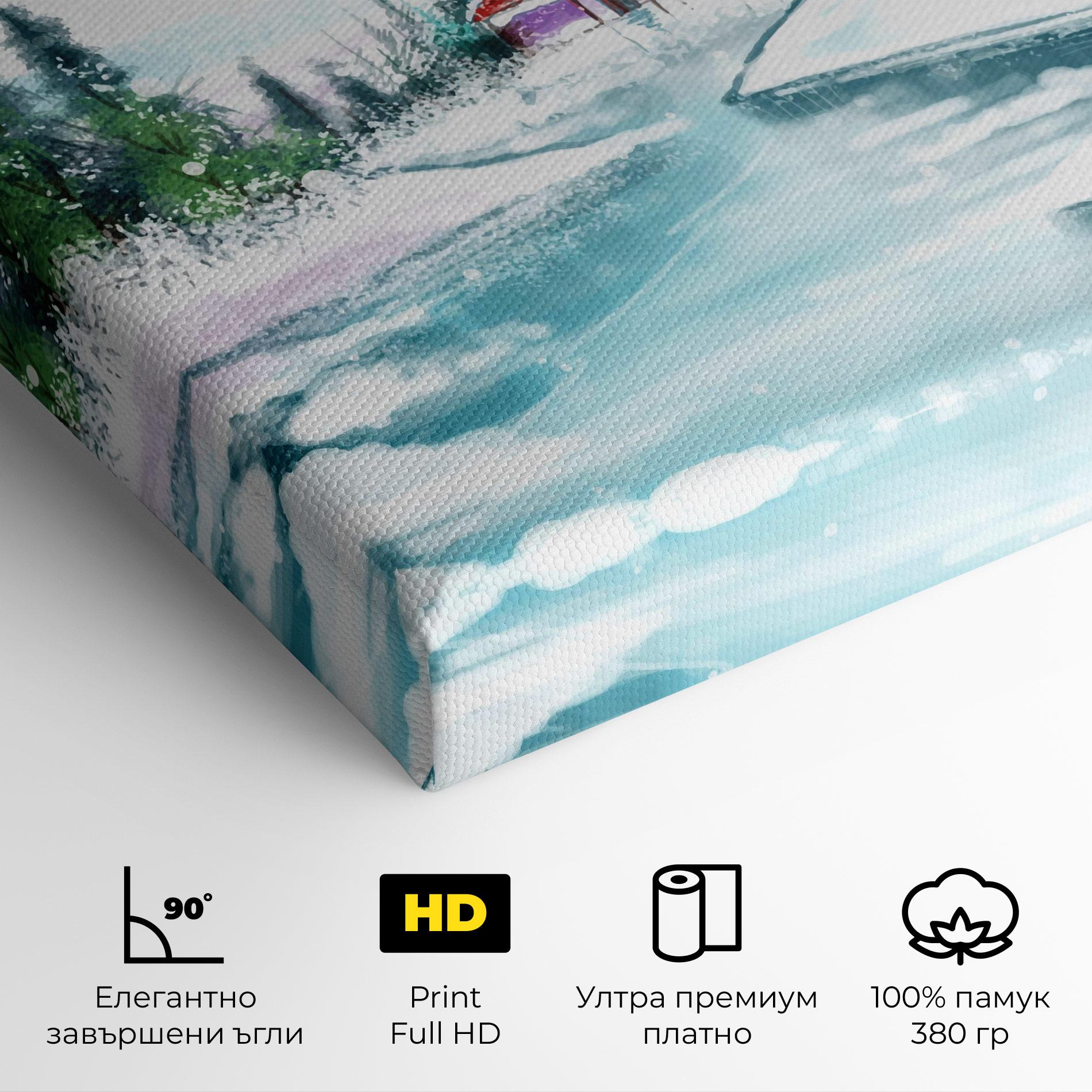 Картина на платно Purple House Winter mockup 4