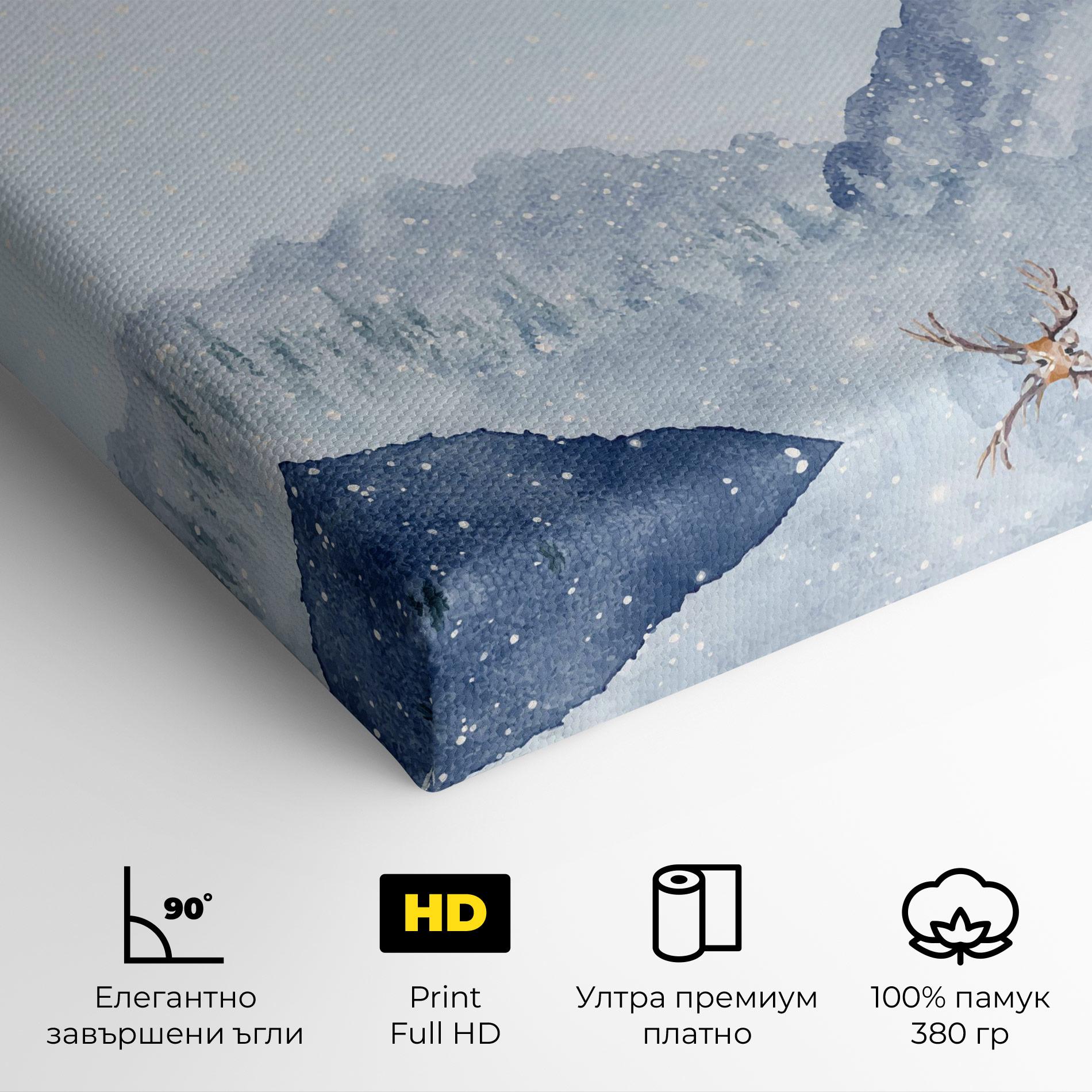 Картина на платно Winter Deers mockup 4