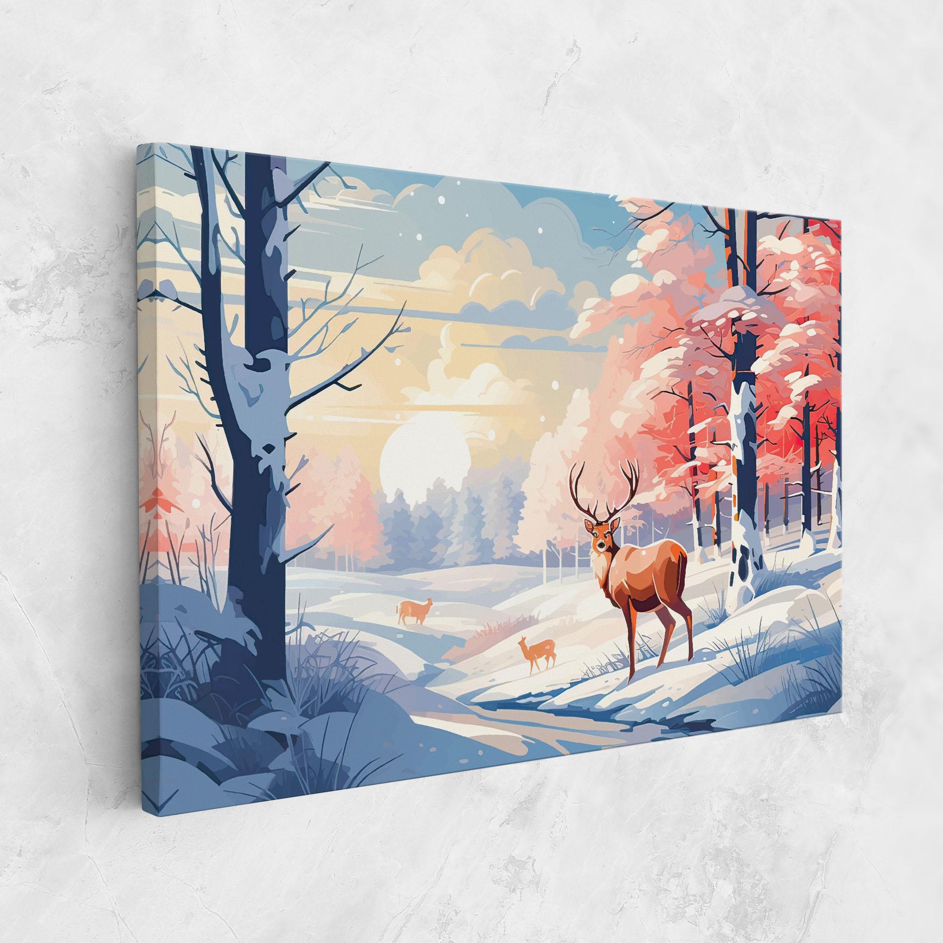 Картина на платно Winter Deer Art mockup 1