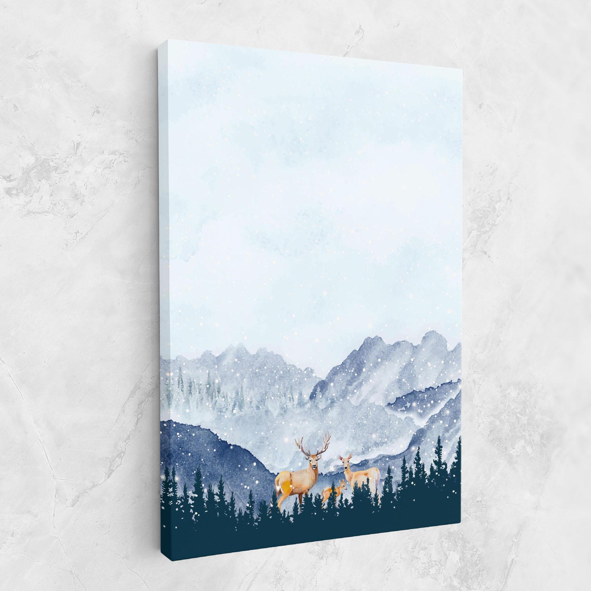 Картина на платно Winter Deers mockup 1