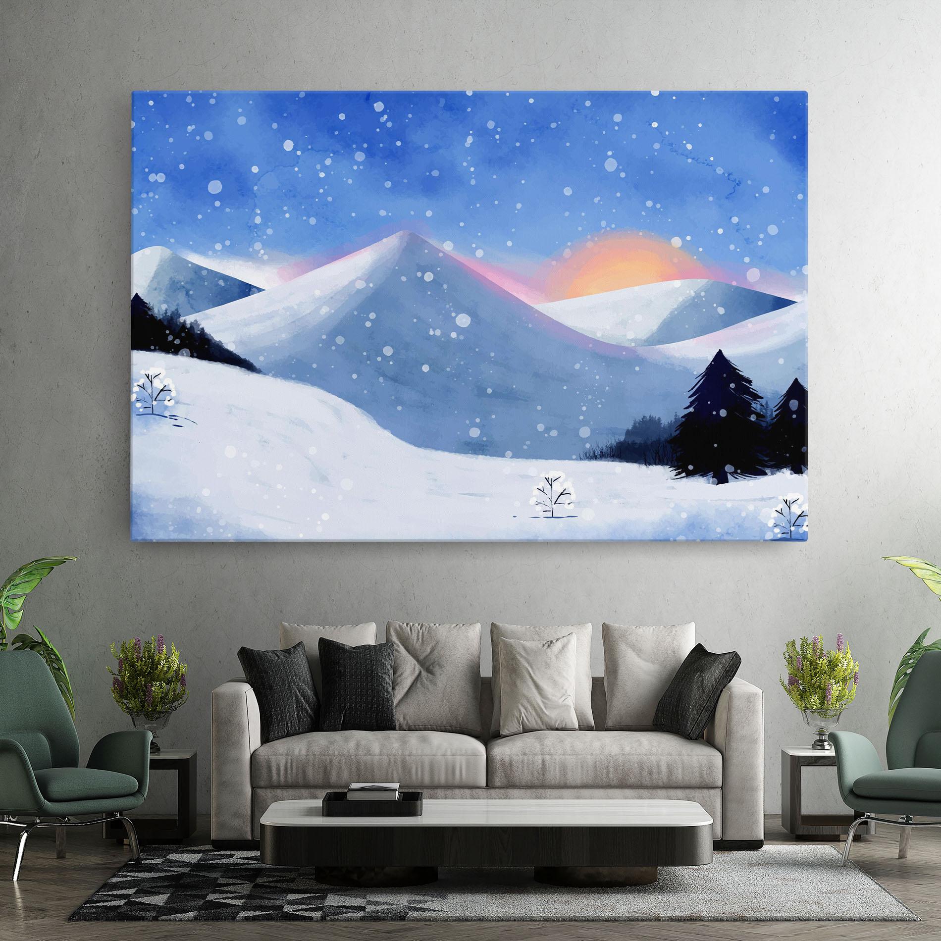 Картина на платно Mountain Snow Art mockup 7
