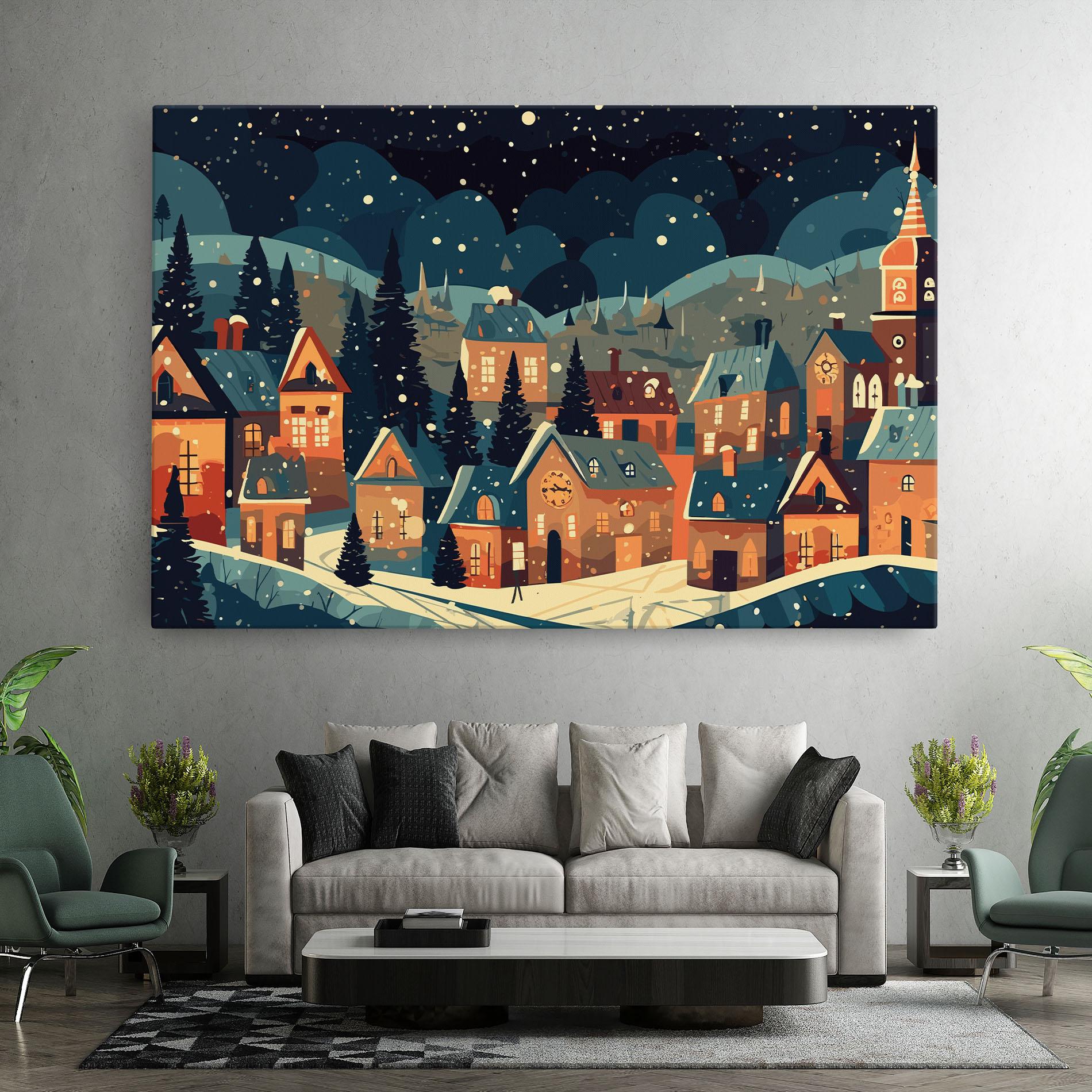 Картина на платно Winter View Houses mockup 7