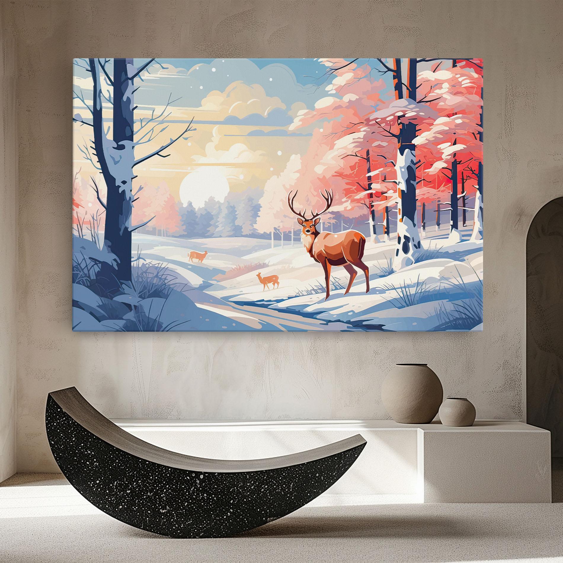 Картина на платно Winter Deer Art mockup 8
