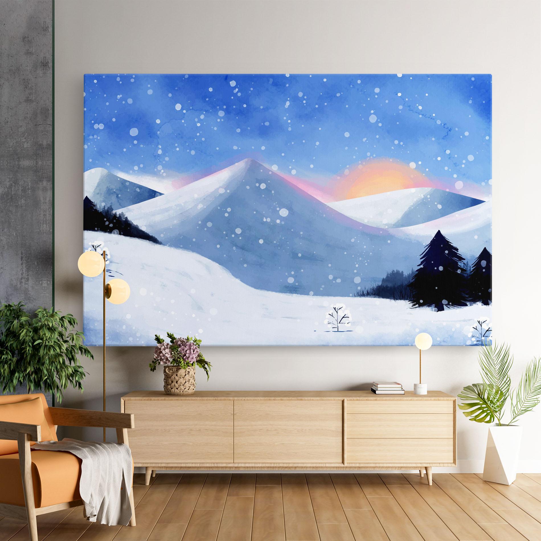 Картина на платно Mountain Snow Art mockup 9
