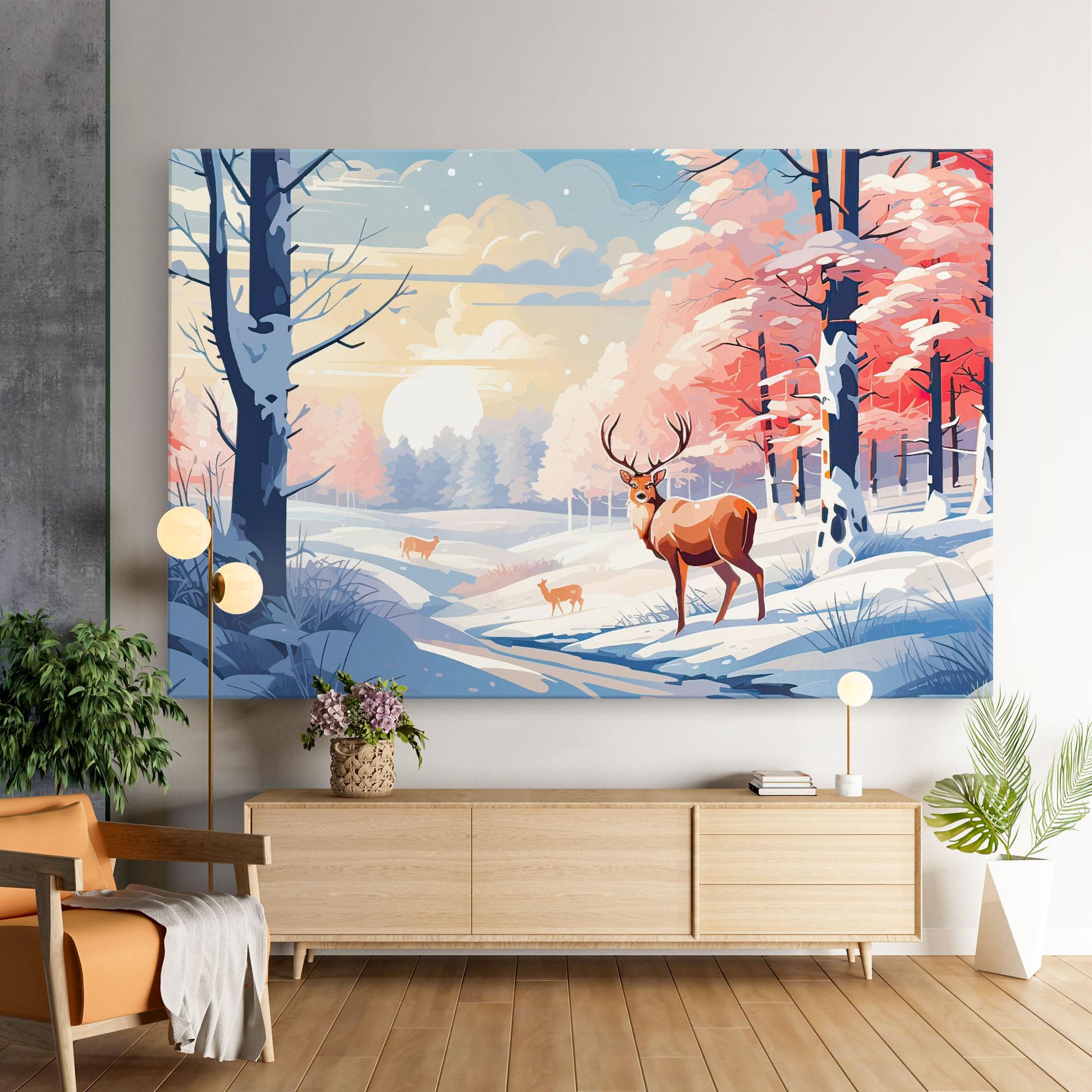 Картина на платно Winter Deer Art mockup 9