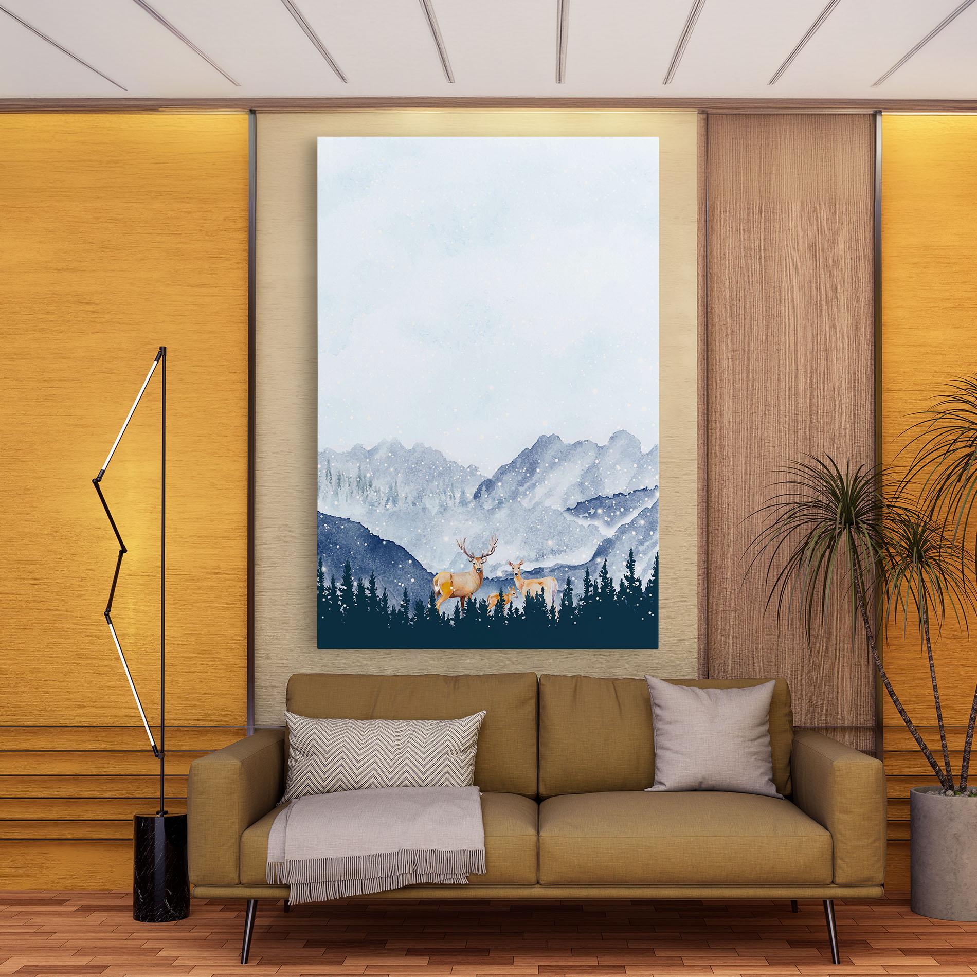Картина на платно Winter Deers mockup 9